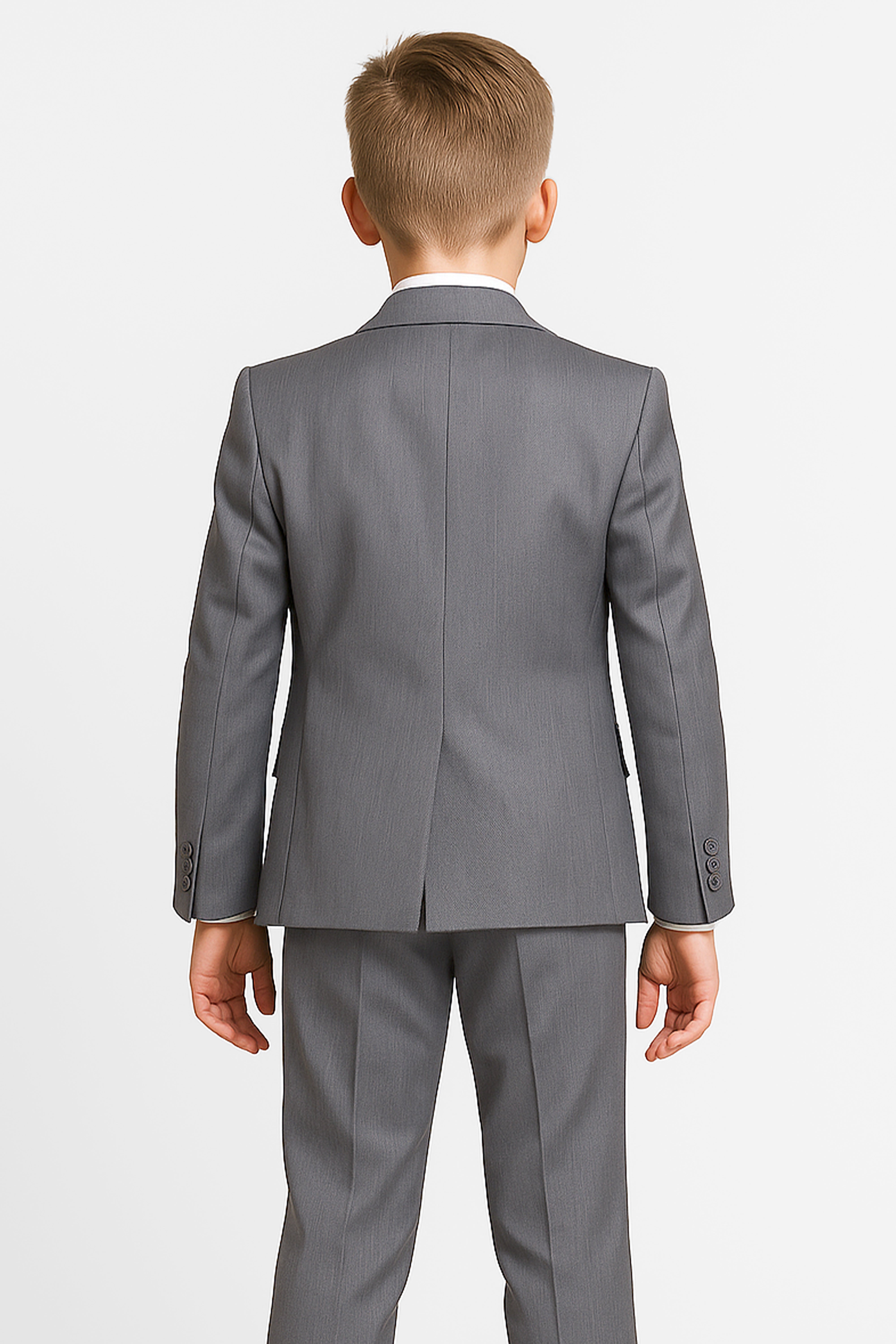 Boys 4-Piece Slim Fit Twill Suit -GREY