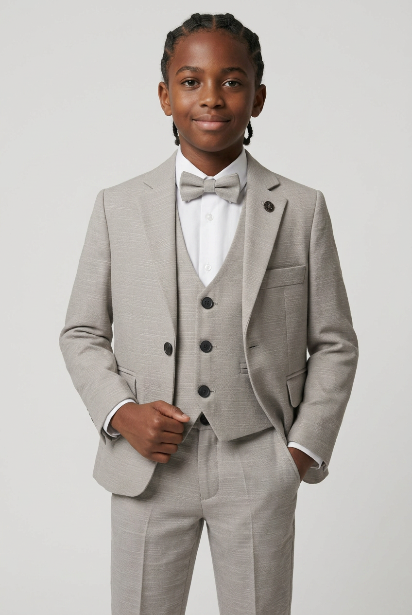 Jungen 5-teiliges Baumwoll-Smart-Casual-Anzug - Stone Grau