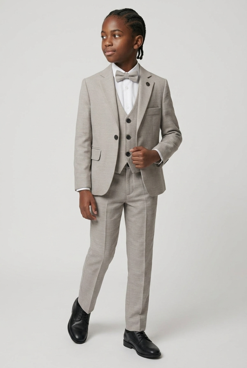 Jungen 5-teiliges Baumwoll-Smart-Casual-Anzug - Stone Grau