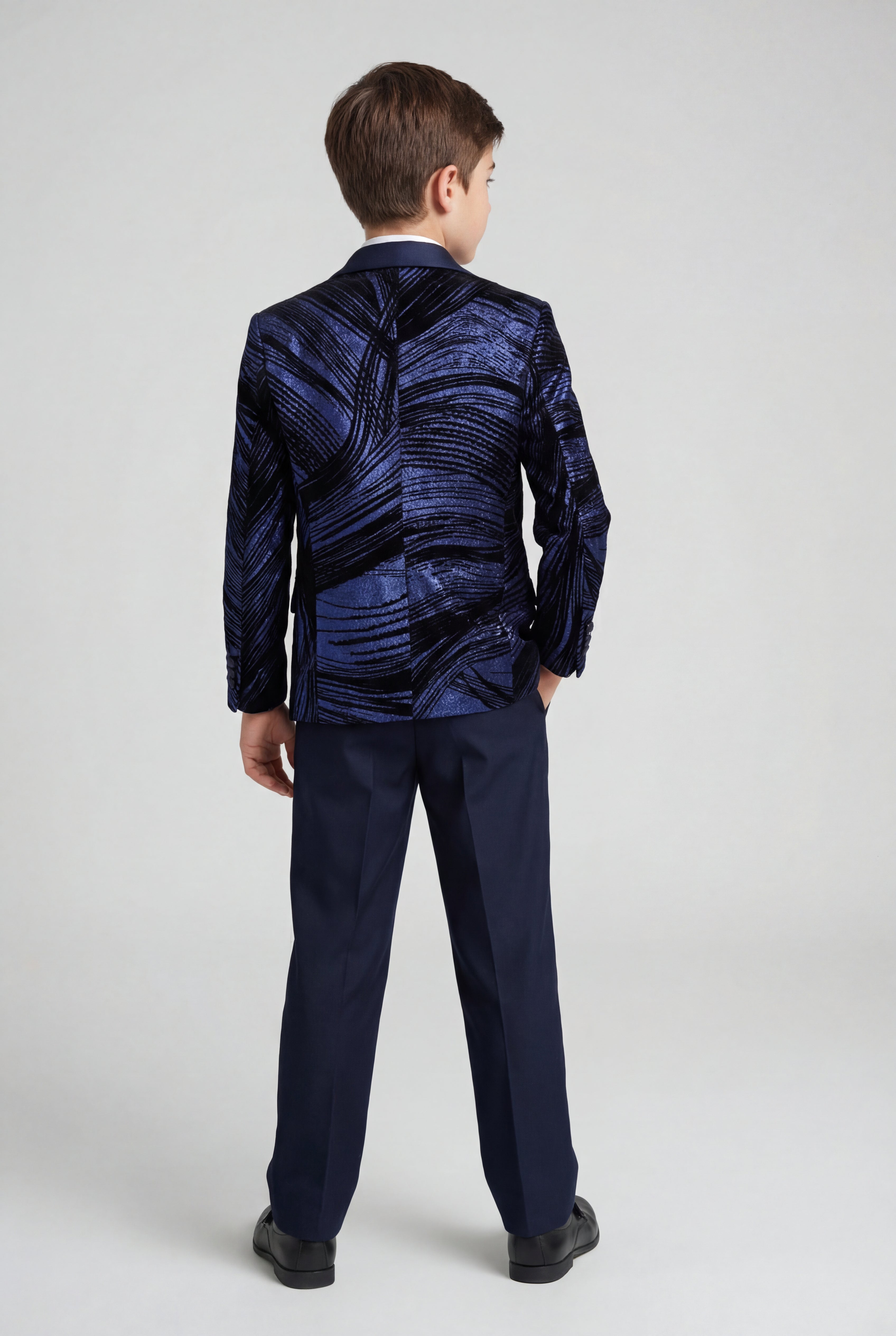 Boys 5-Piece Metallic Jacquard Tuxedo Suit - Parliament Back Picture