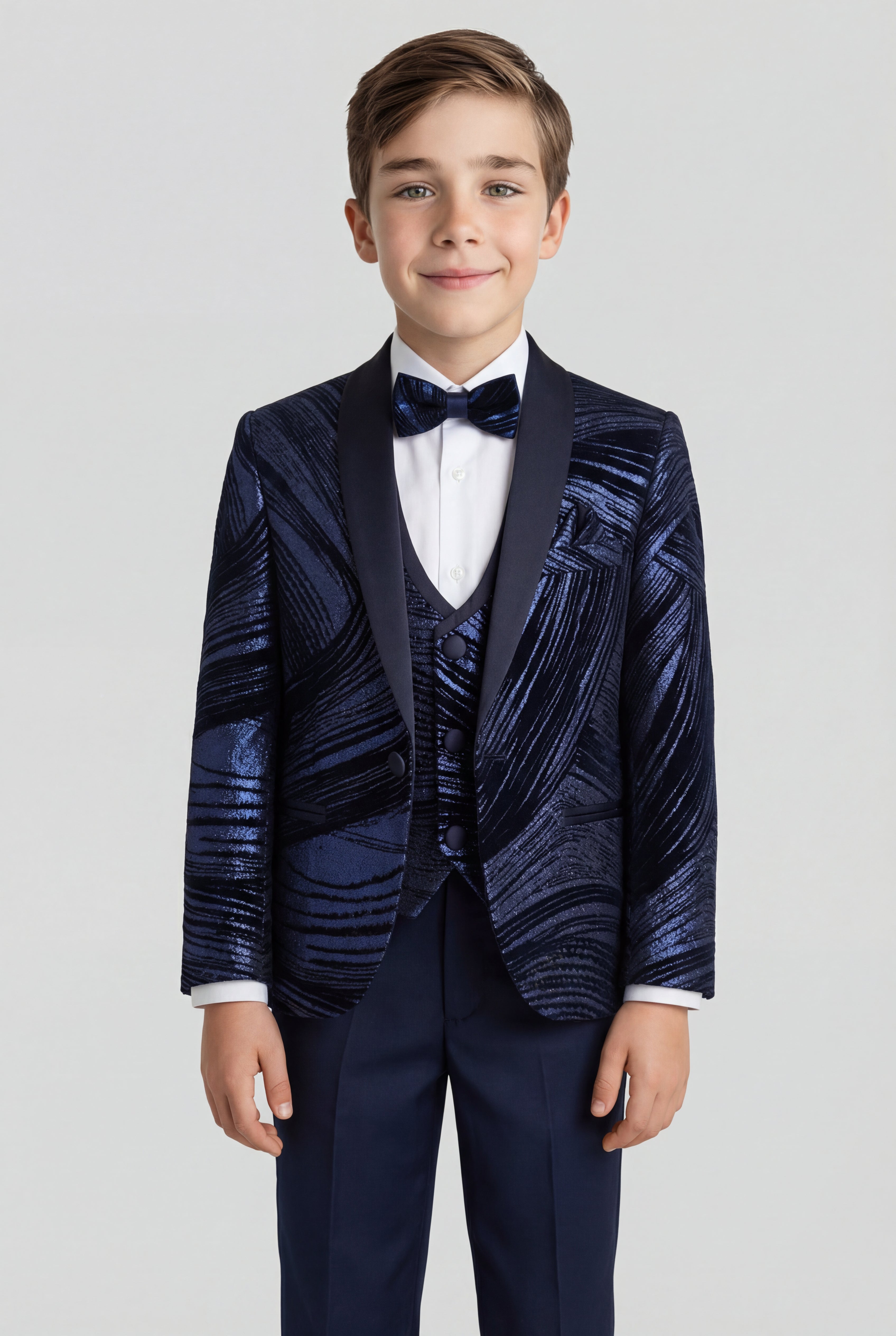 Boys 5-Piece Metallic Jacquard Tuxedo Suit - Parliament Model Picture