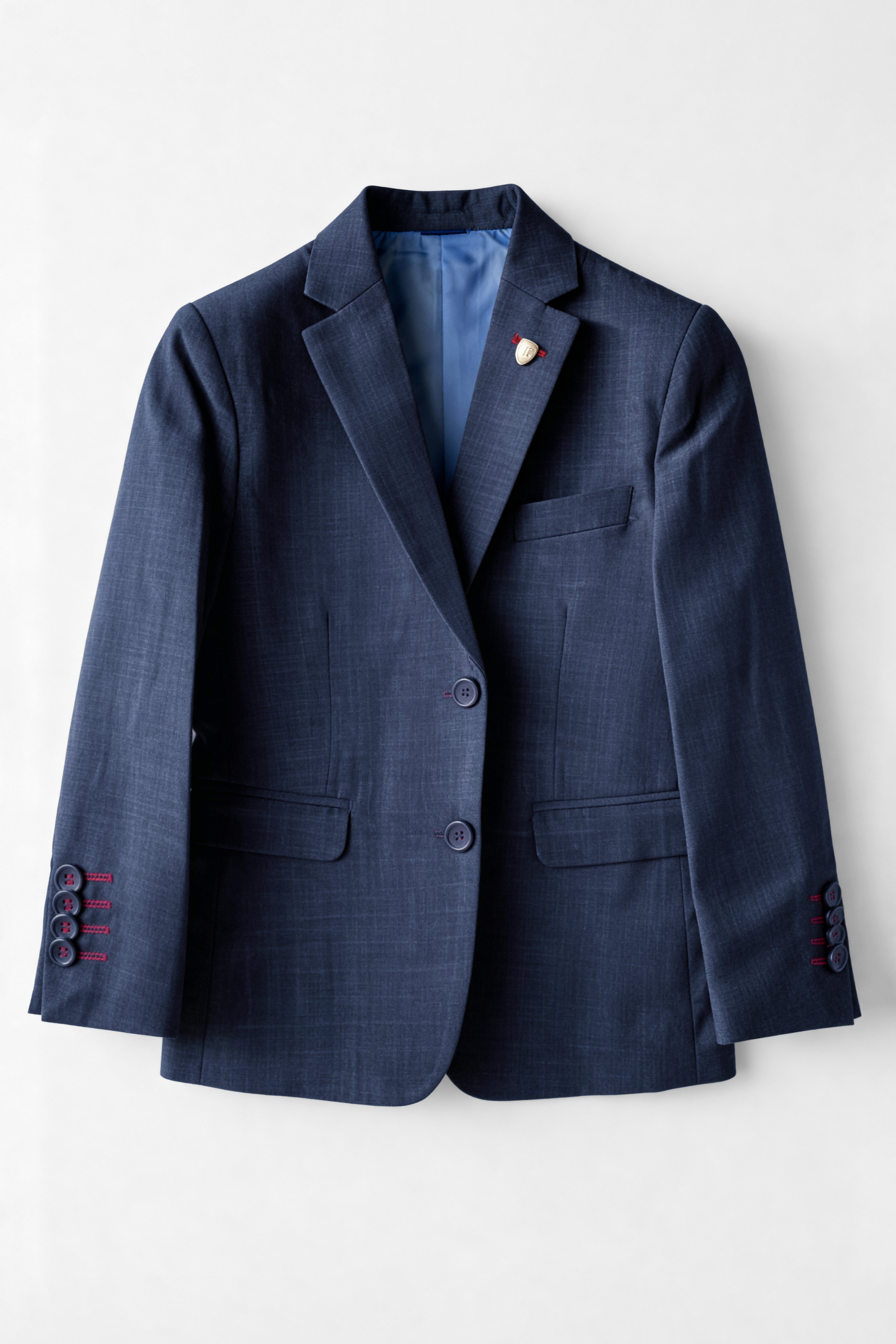 Boys 5-Piece Microcheck Formal Suit - Alejandro - Navy Blue Blazer Front Picture