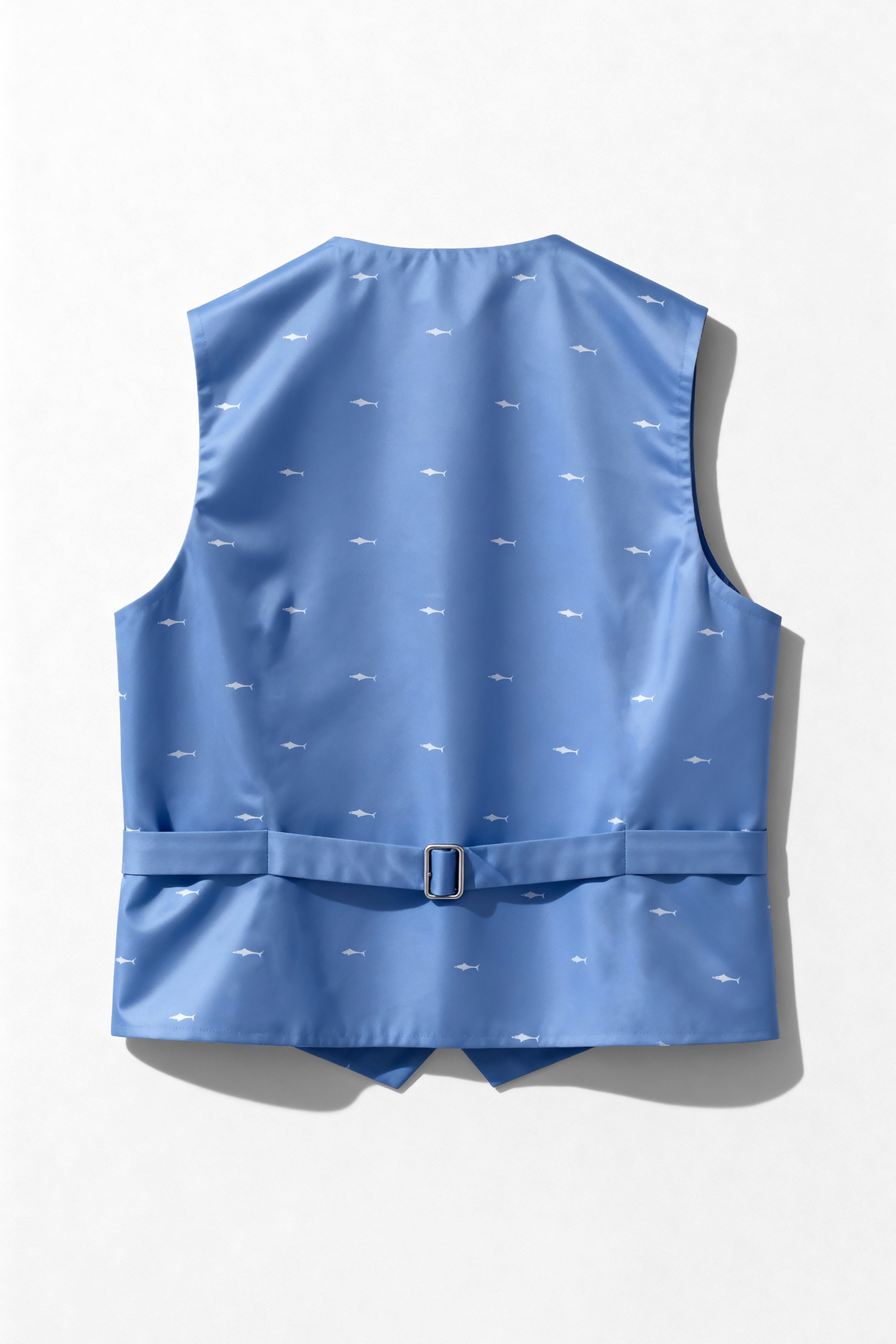 Boys 5-Piece Microcheck Formal Suit - Alejandro - Navy Blue Waistcoat Back Picture