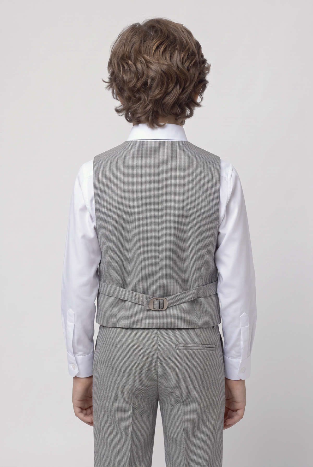Traje de 5 piezas para niños con corte ajustado y cuadro ventana - Ekose - GRIS CENIZA Y NEGRO