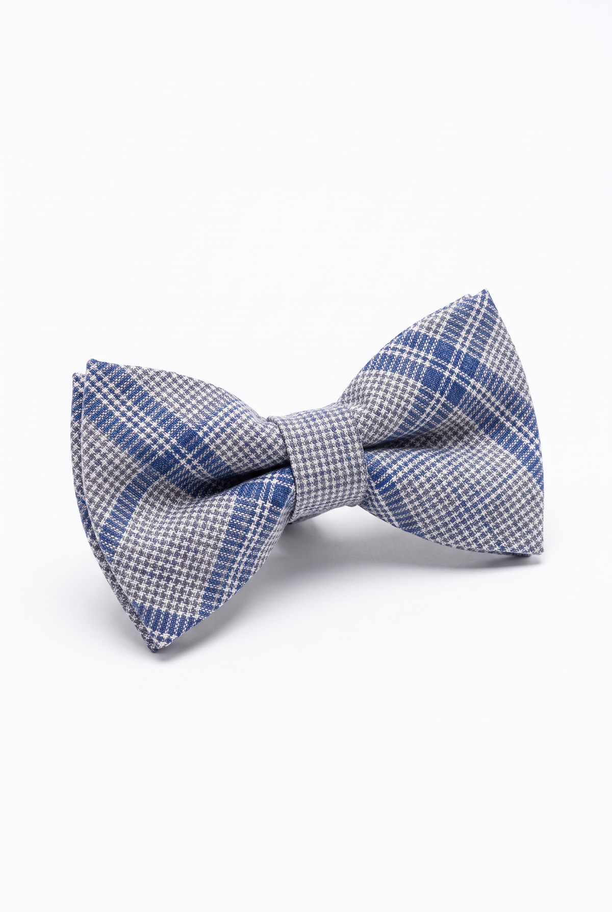 Boys 5-Piece Slim Fit Windowpane Check Suit - Ekose - BLUE Bowtie Picture