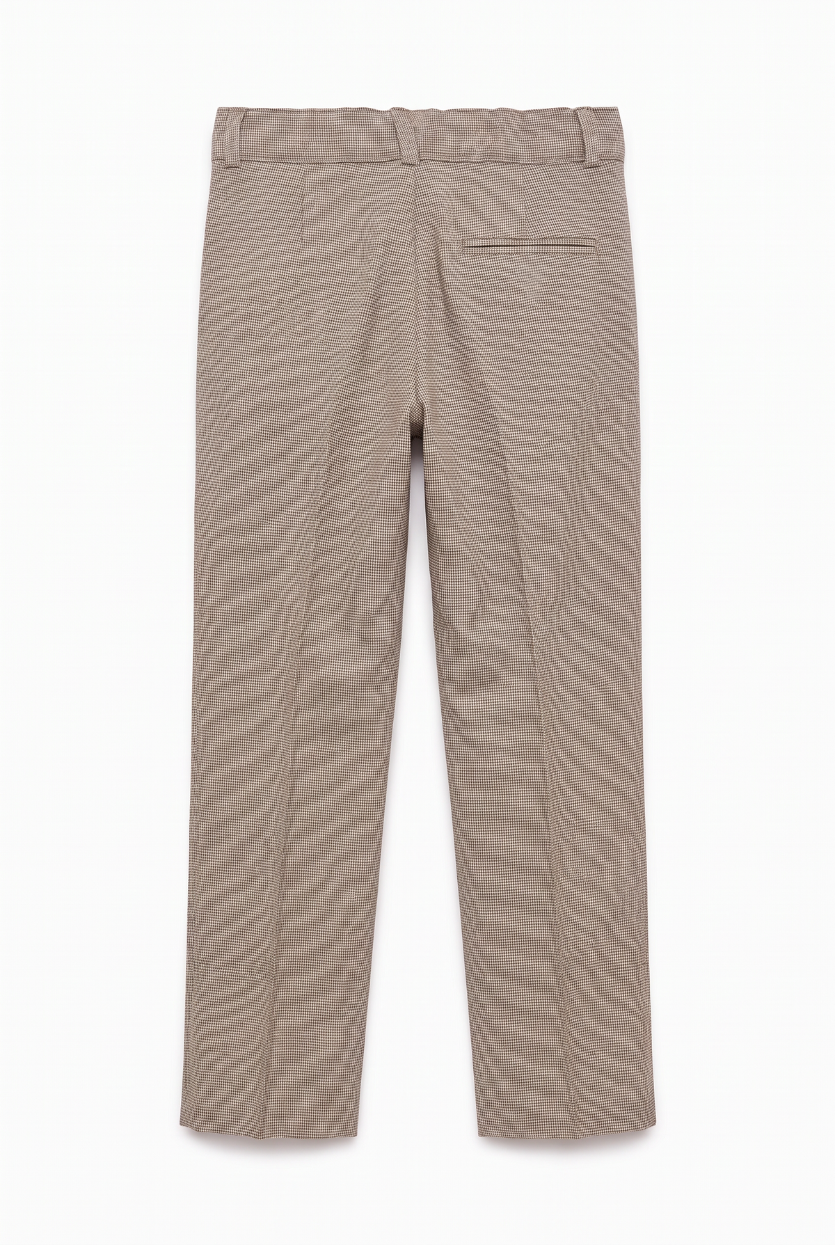 Boys 5-Piece Slim Fit Windowpane Check Suit - Ekose - CREAM & TAUPE BROWN trousers back picture