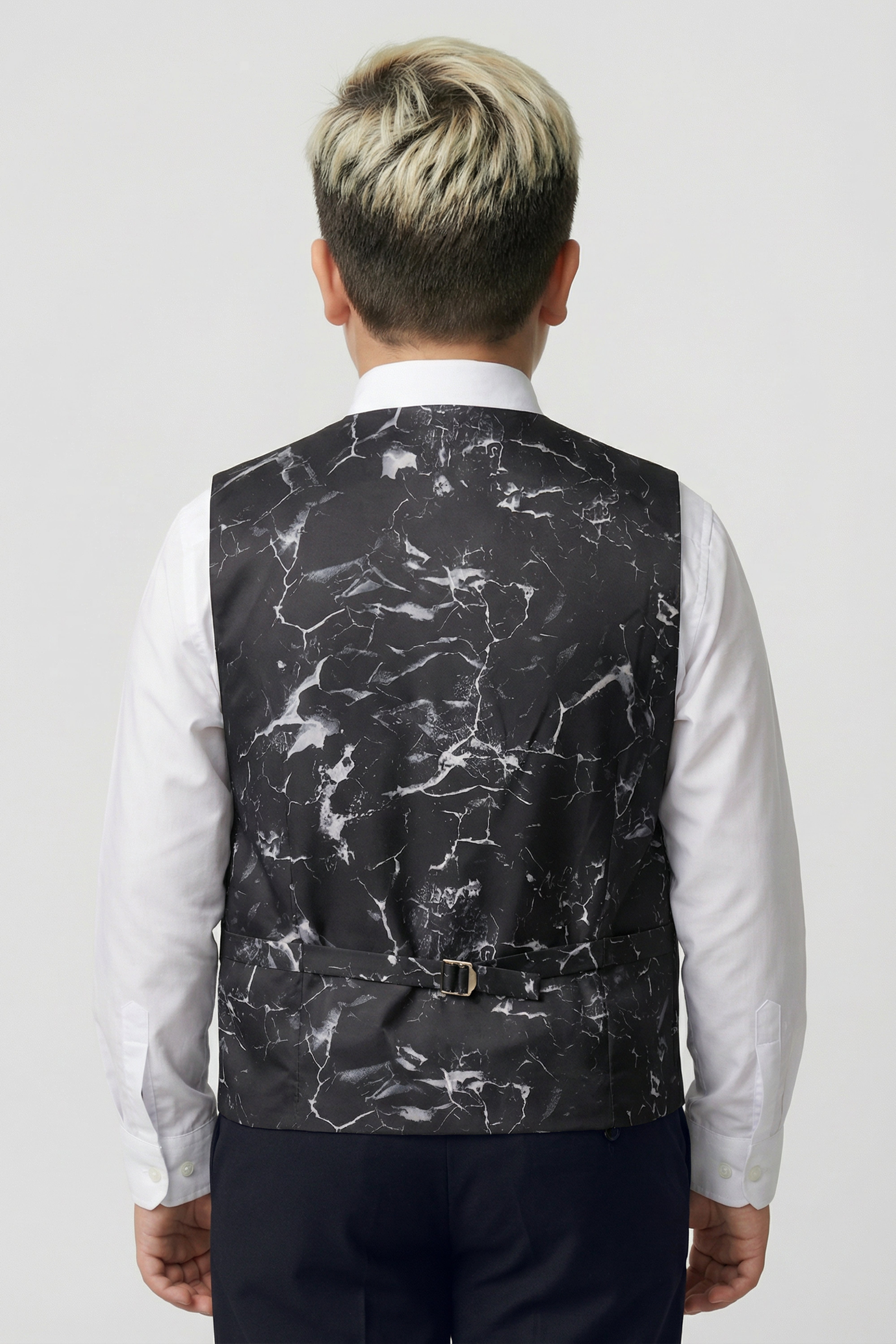 Boys 5-Piece Tailored Fit Formal Suit - Grant - Dark Navy Blue Model Back Picture for Husky Size