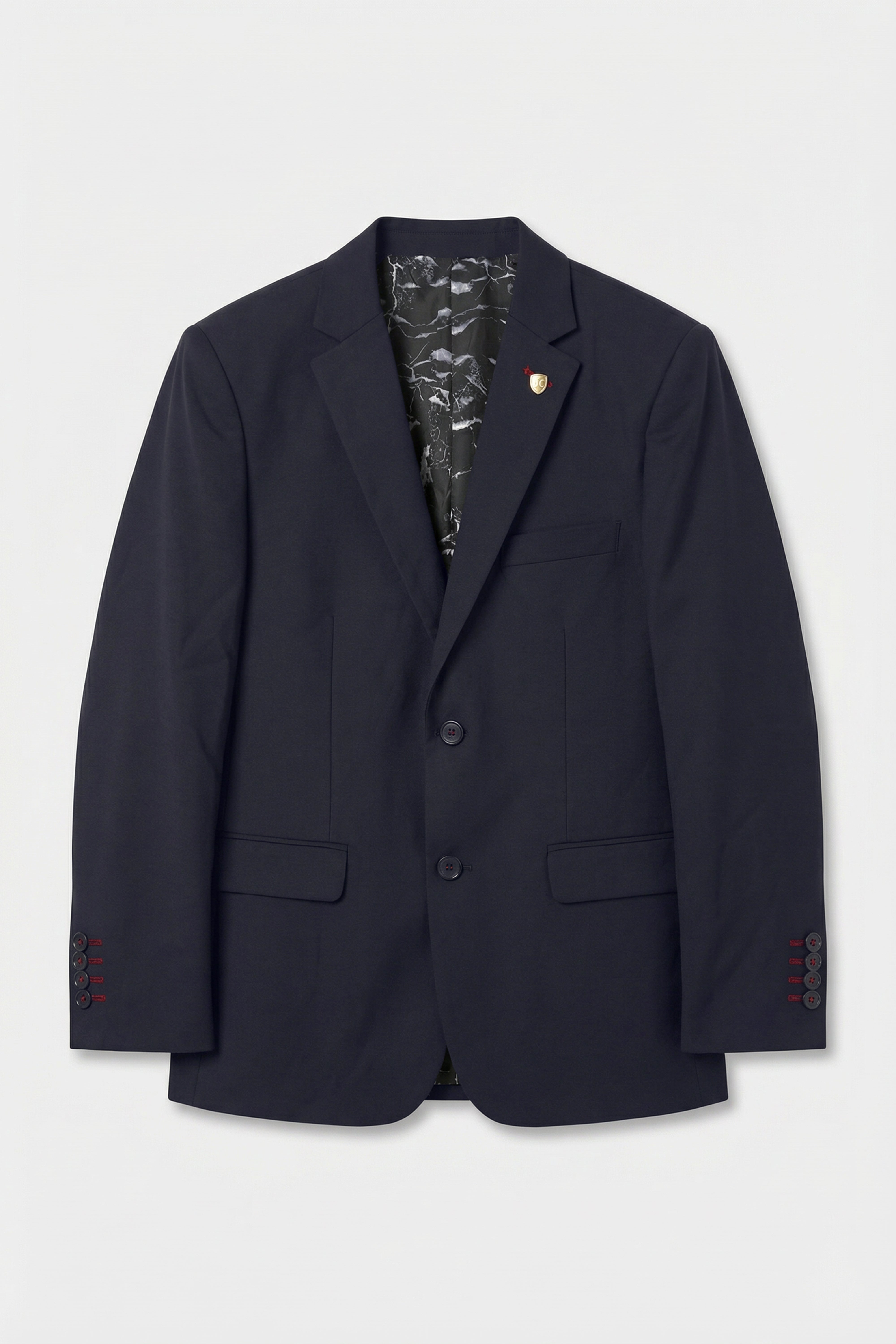 Boys 5-Piece Tailored Fit Formal Suit - Grant - Dark Navy Blue Blazer Picture