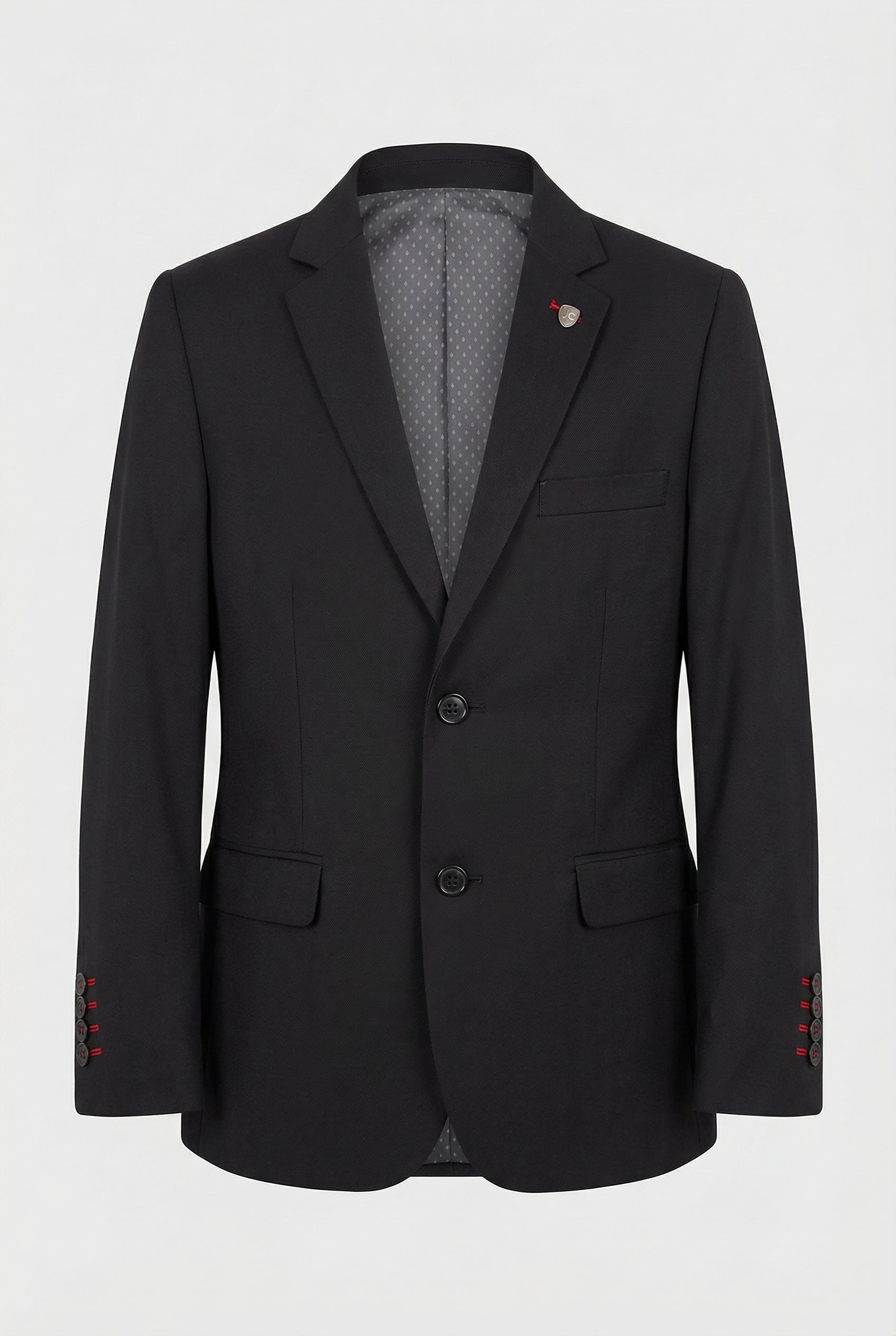 Costume 5 pièces en twill pour garçon, coupe ajustée - Oscar - Noir