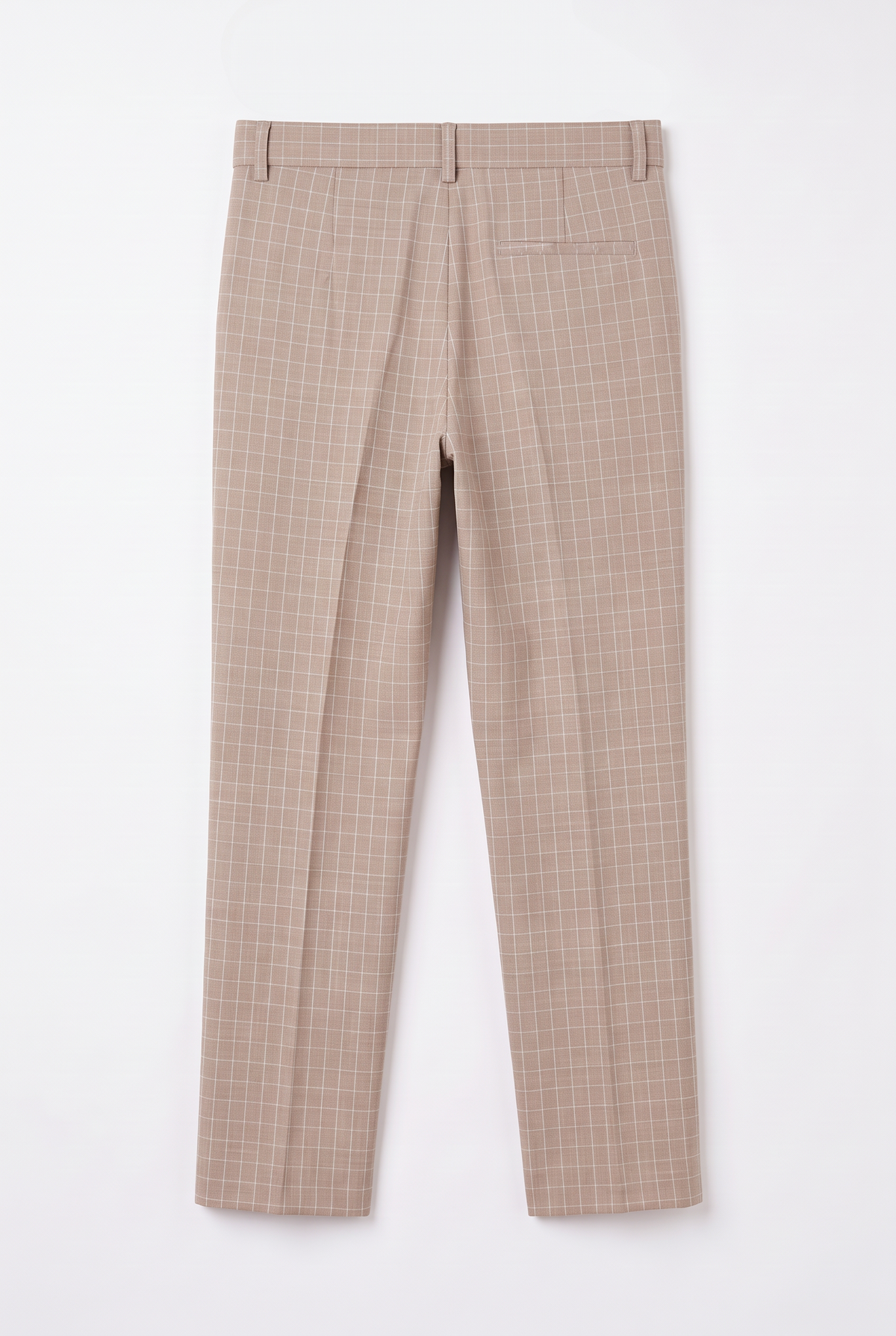 Boys 5-Piece Textured Micro Windowpane Check Suit - KARELI- Camel Trousers Back Picture