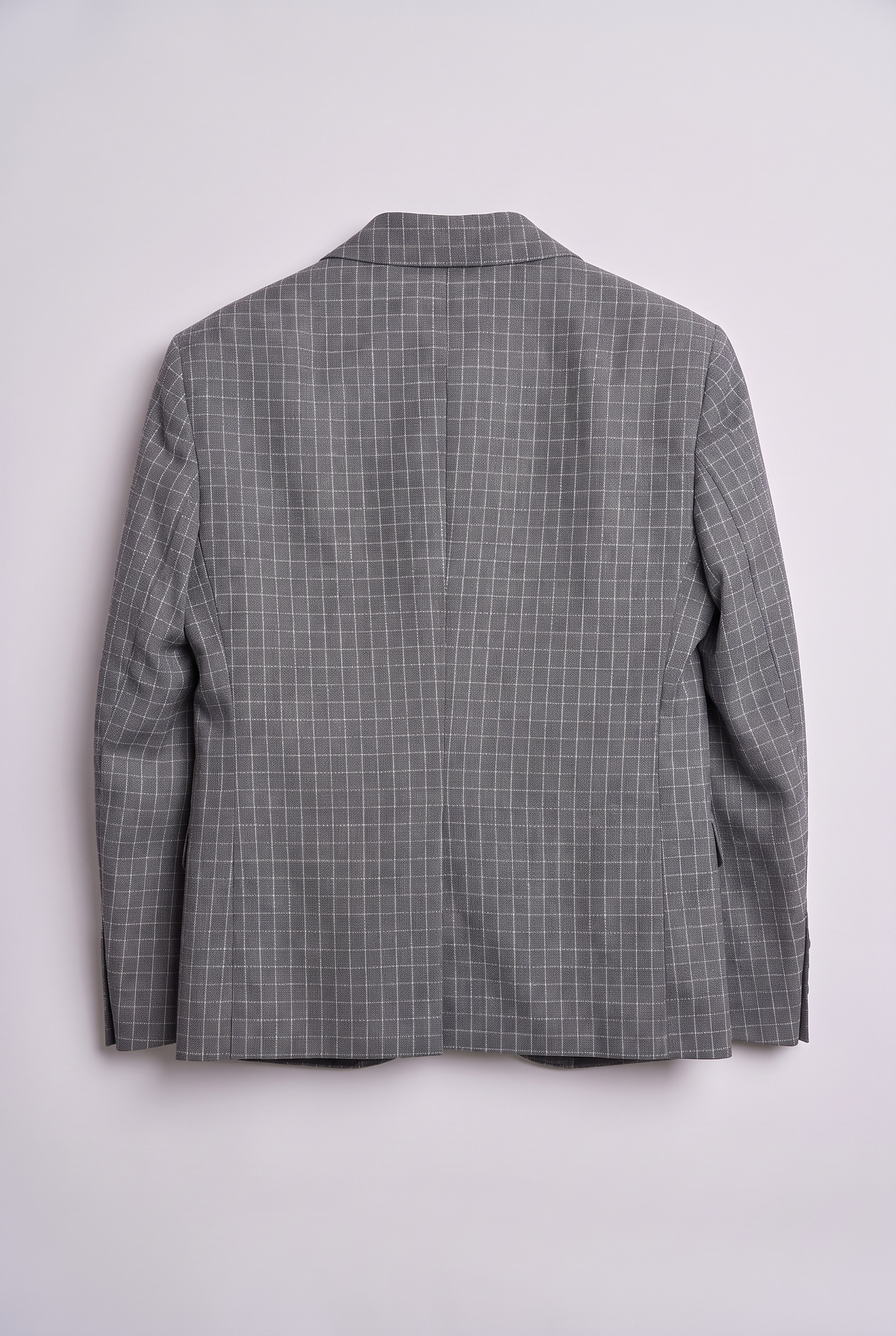 Boys 5-Piece Textured Micro Windowpane Check Suit - KARELI- Charcoal Grey Blazer Back Picture