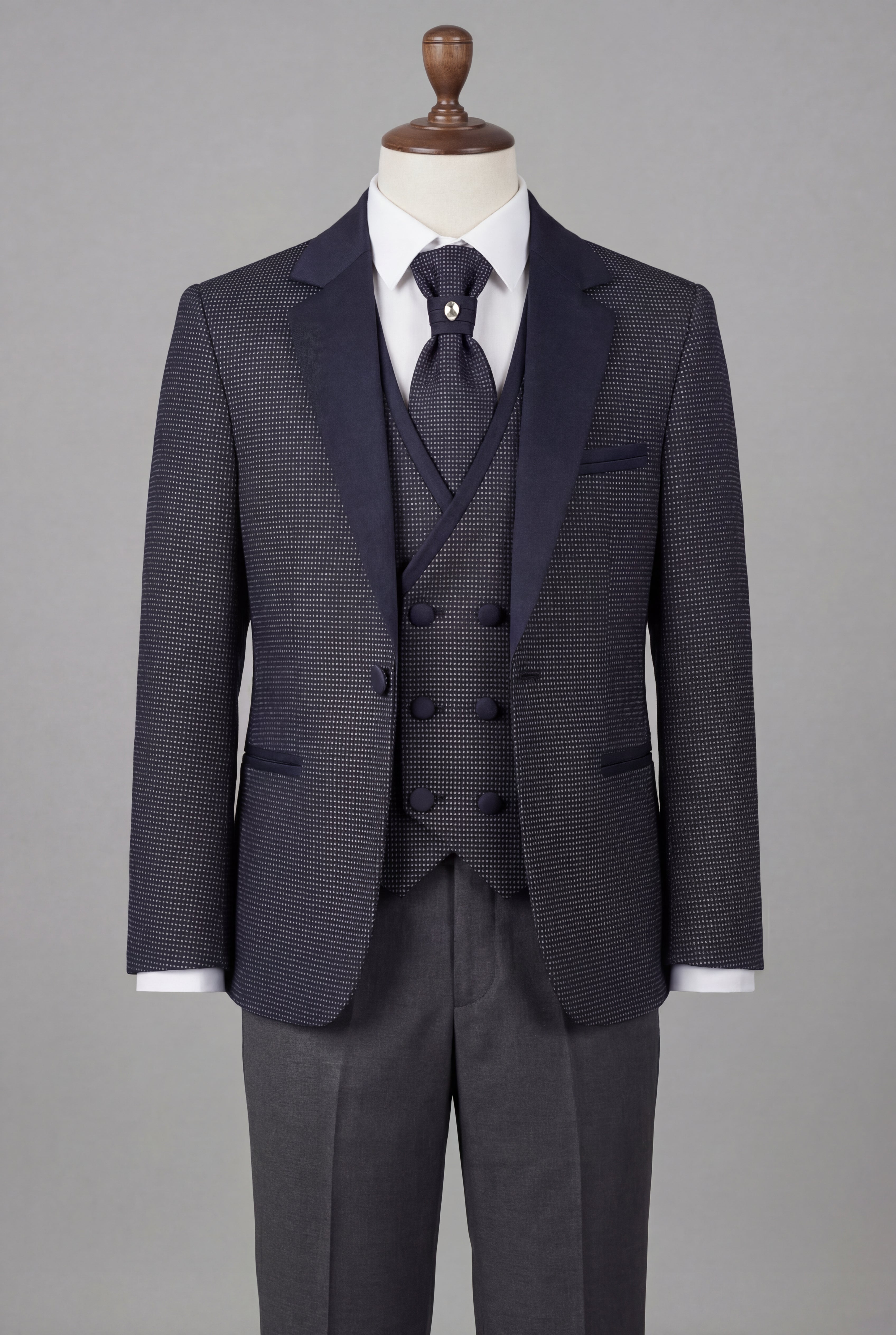 Costume texturé microcarreaux 5 pièces pour garçons - Gris