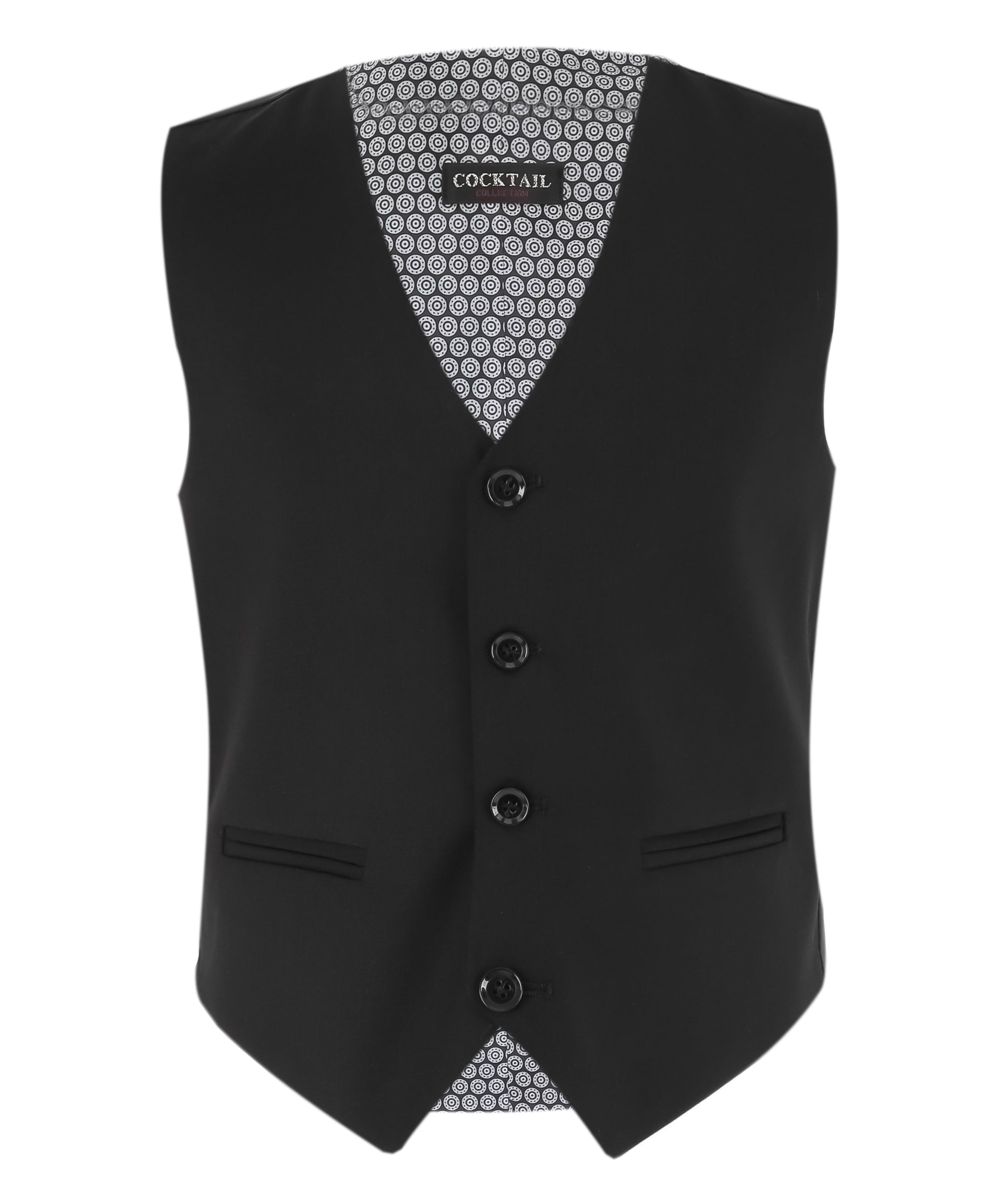 Boys 5 Piece Formal Suit with Waistcoat and Tie - 523 Black