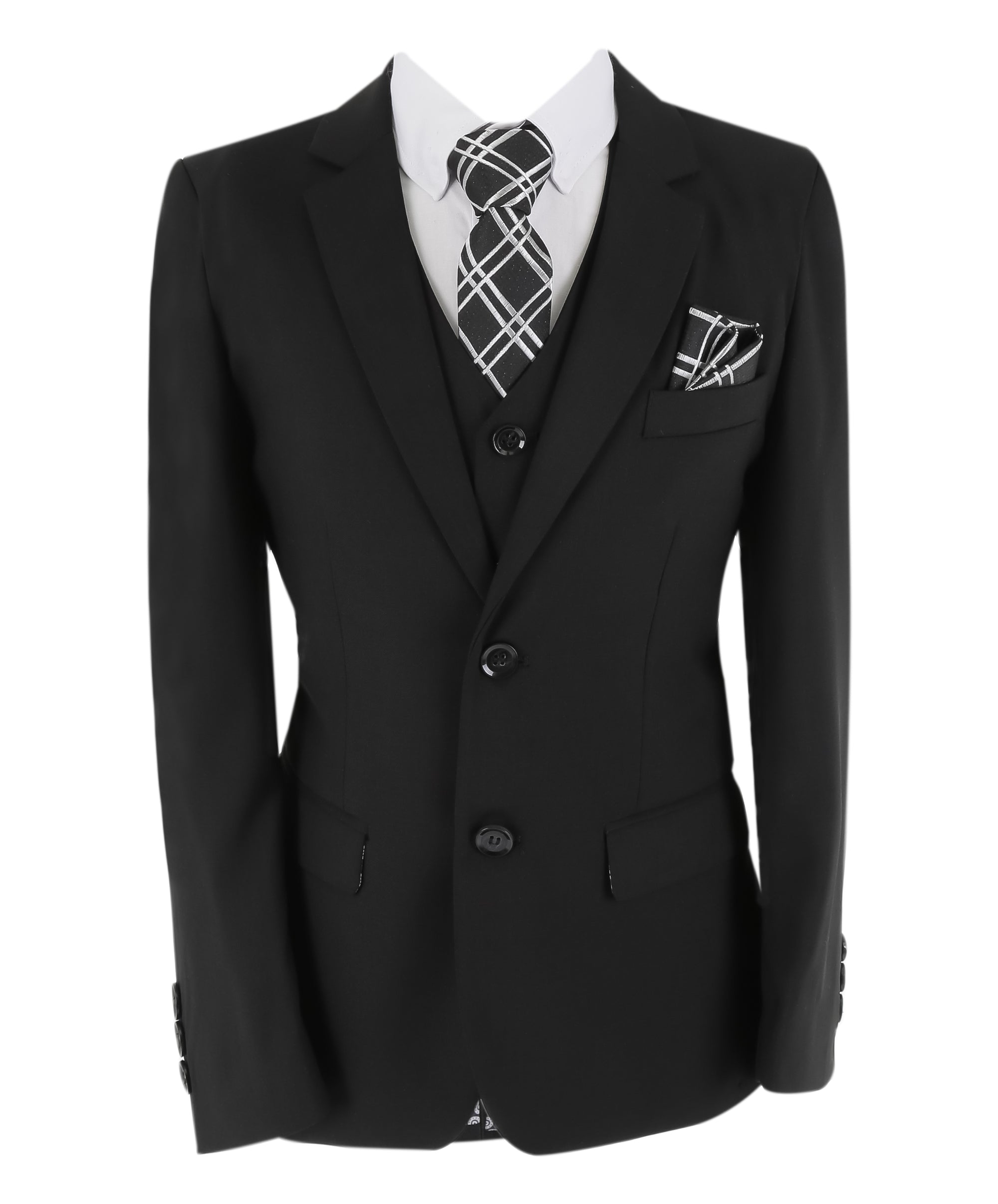 Boys 5 Piece Formal Suit with Waistcoat and Tie - 523 Black