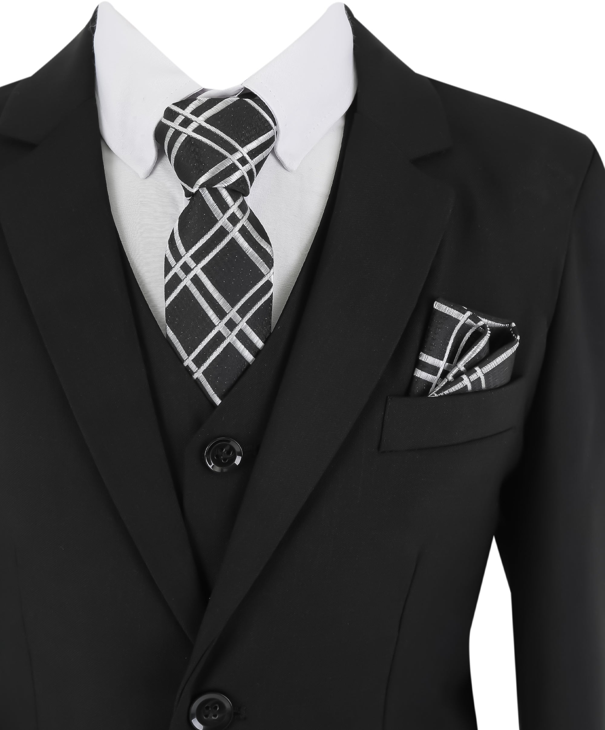 Boys 5 Piece Formal Suit with Waistcoat and Tie - 523 Black