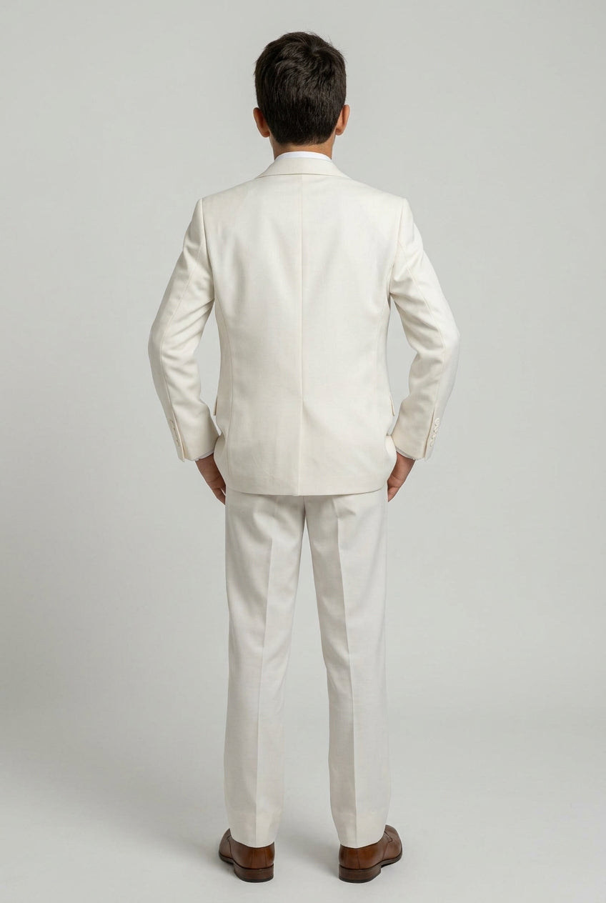 Ensemble costume ajusté 6 pièces pour garçons - Blanc cassé - Or