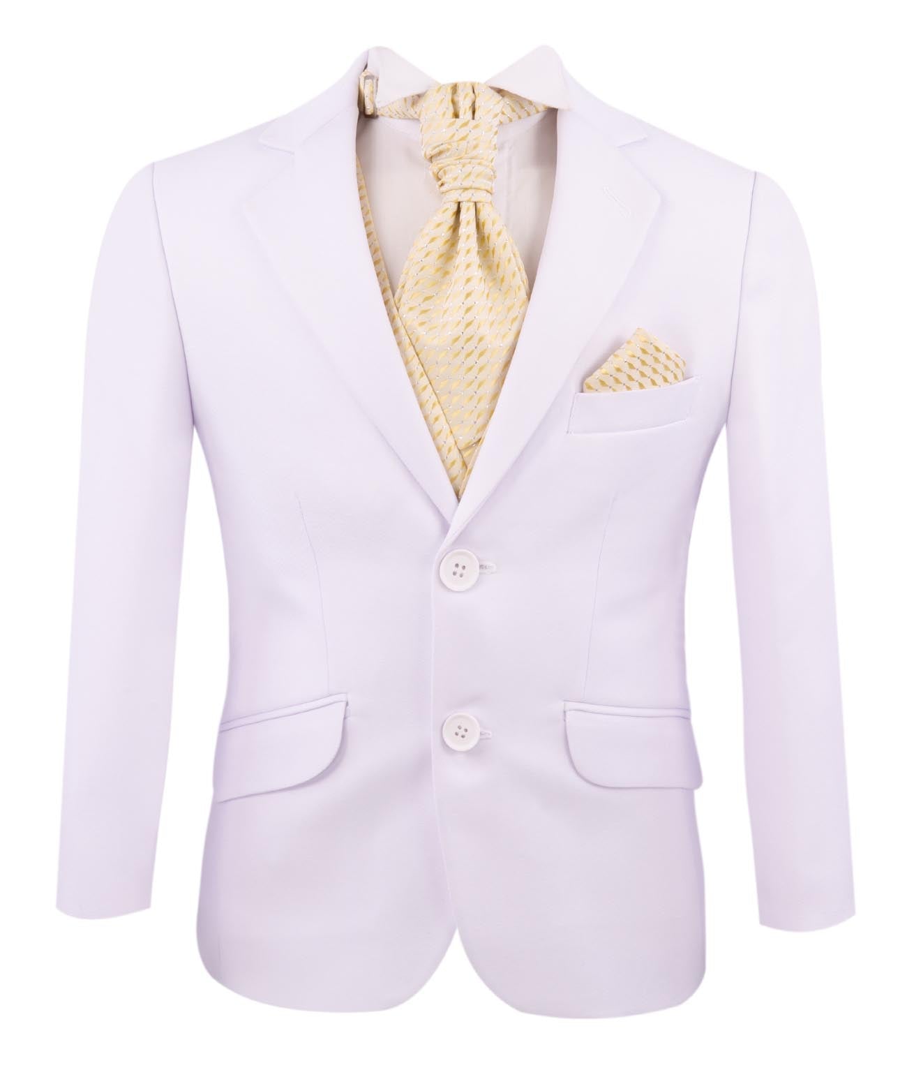 Boys 6 Piece Communion Tailored Fit Suit Set - White - Gold