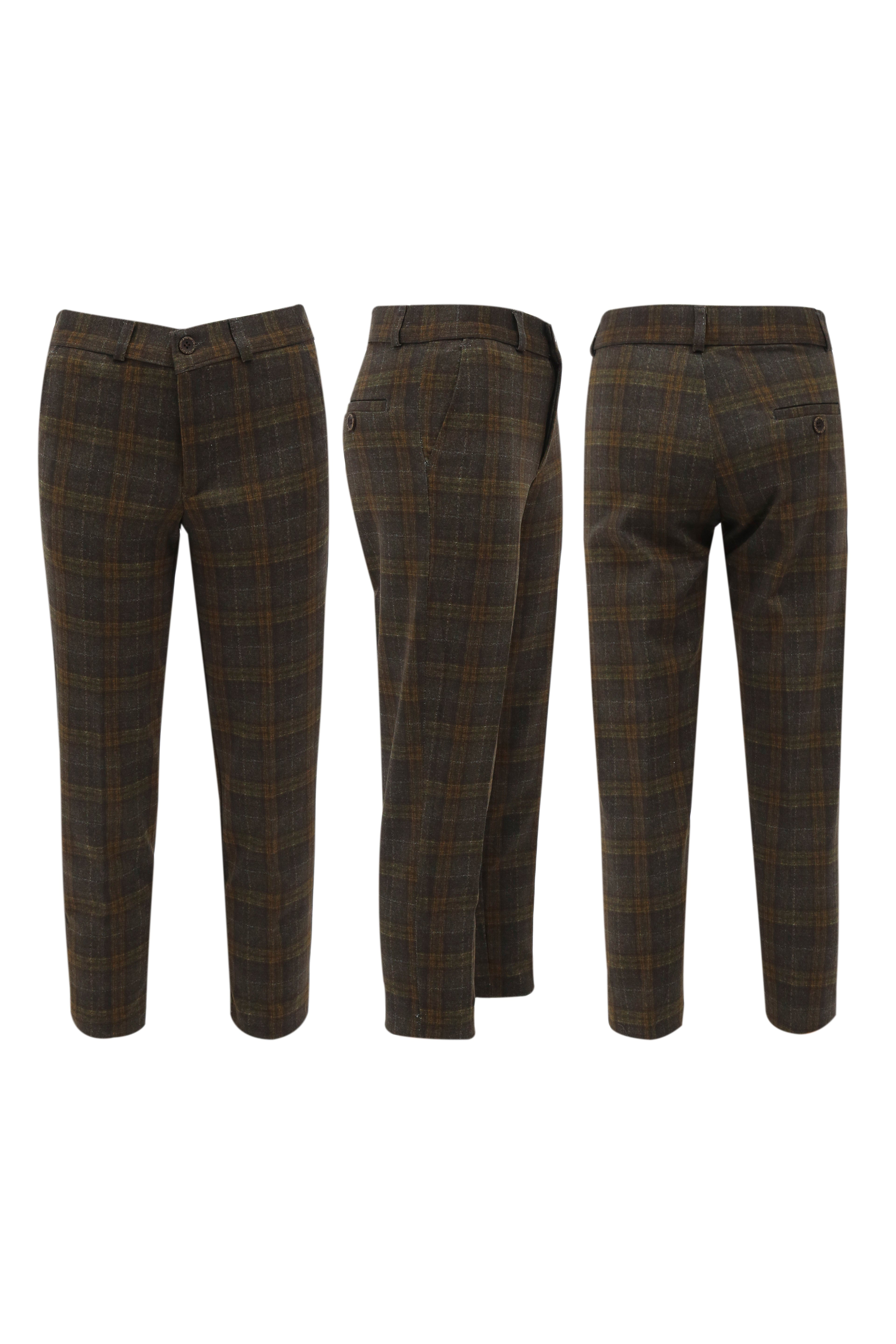 Jungen 7-teiliges Karoanzug Set - Braun