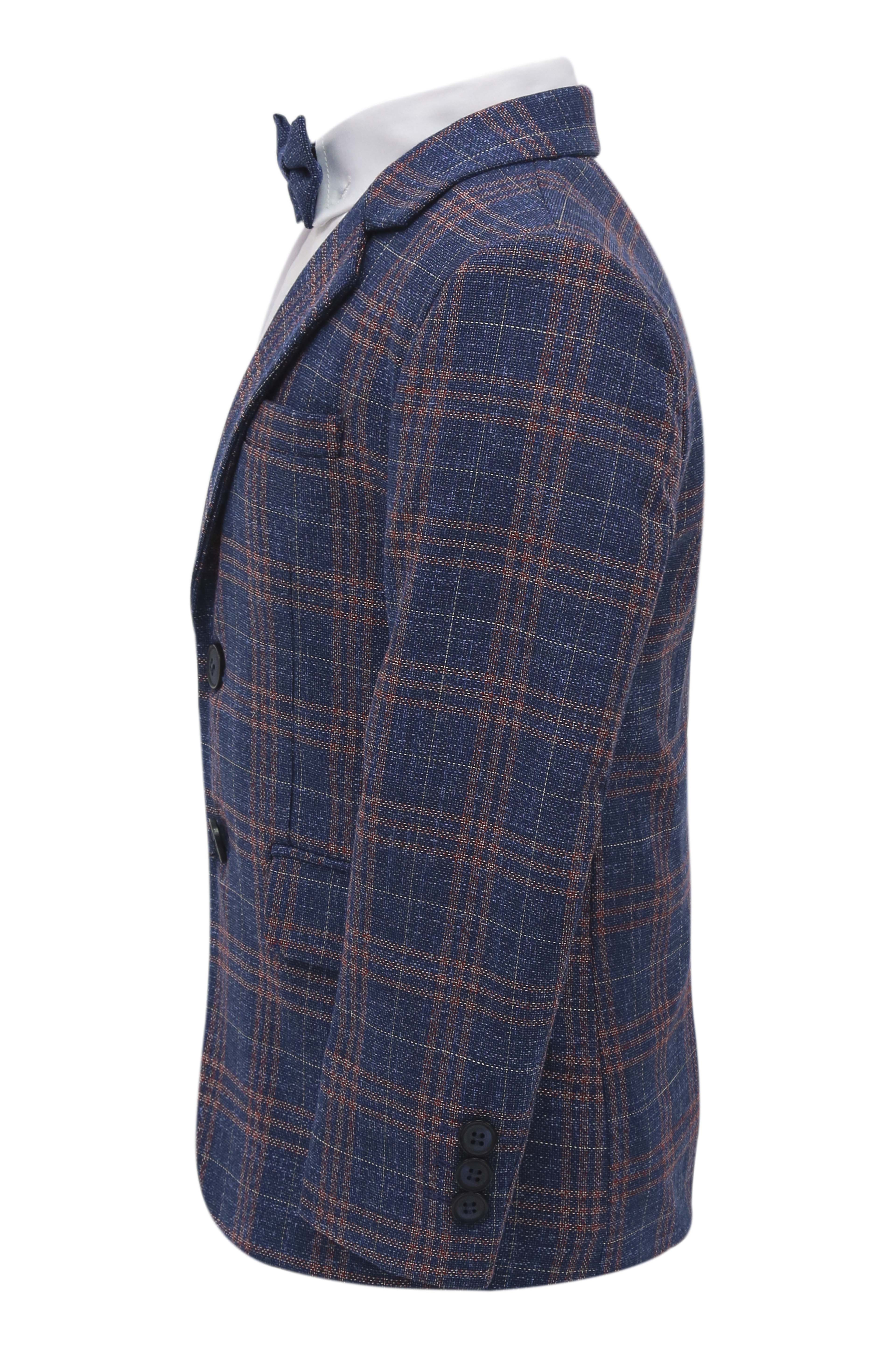 Jungen 7-teiliges Karoanzug Set - Marineblau
