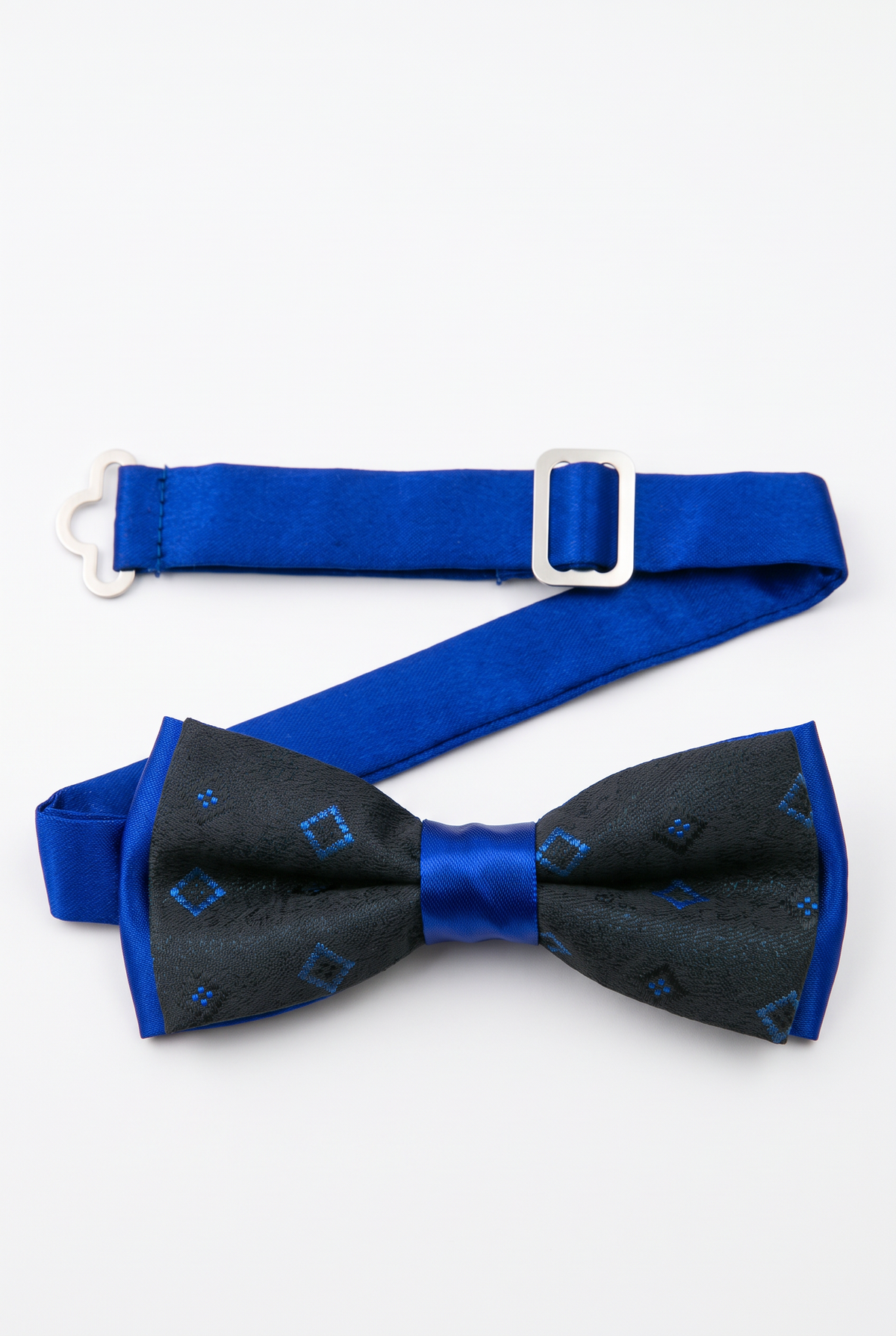 Boys Adjustable Patterned Bow Tie - BWMX - Black and Blue Detail Picture