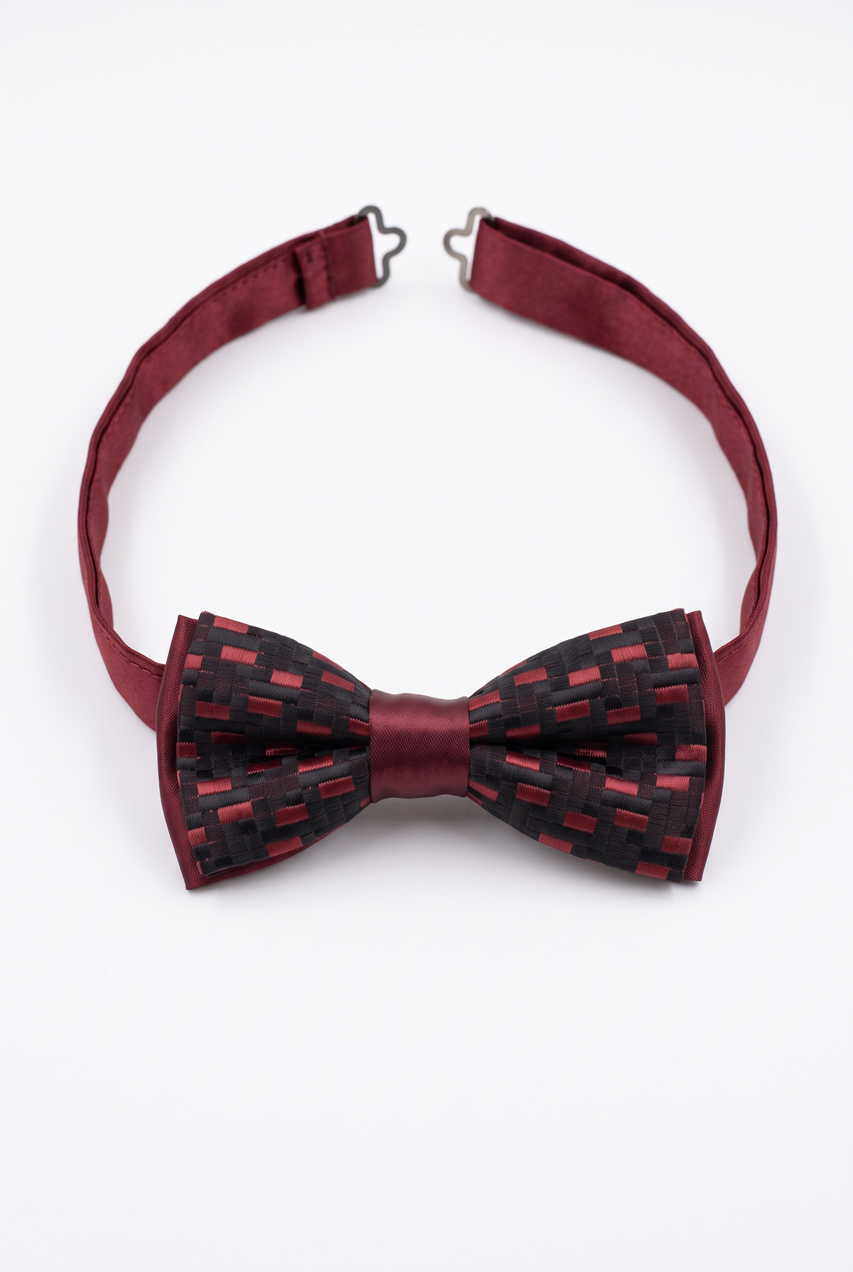 Boys Adjustable Patterned Bow Tie - BWMX - Burgundy and Black Picture