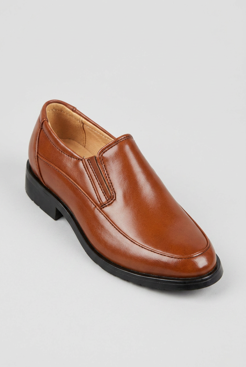 Chaussures formelles marron à enfiler pour garçons – Mocassins vernis pour mariages et occasions