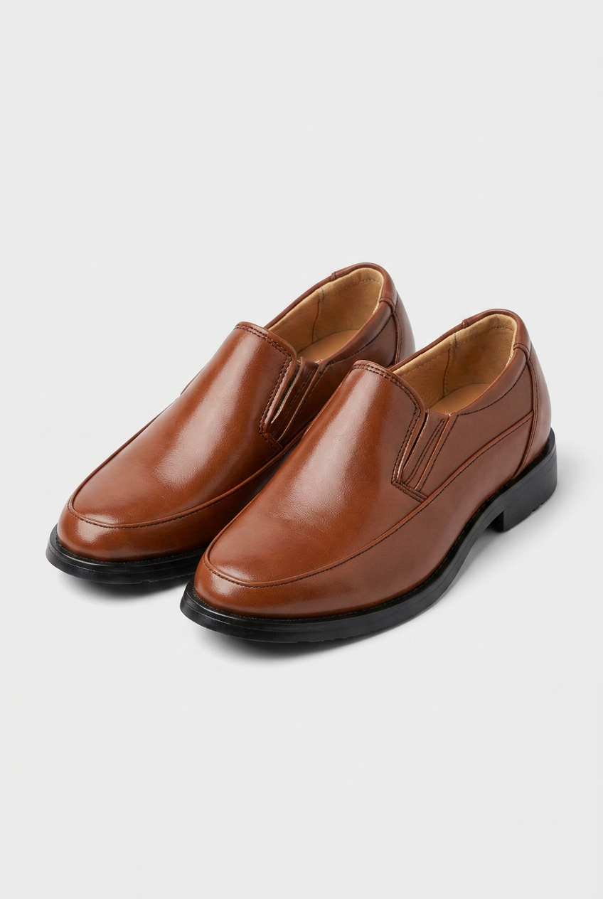 Chaussures formelles marron à enfiler pour garçons – Mocassins vernis pour mariages et occasions