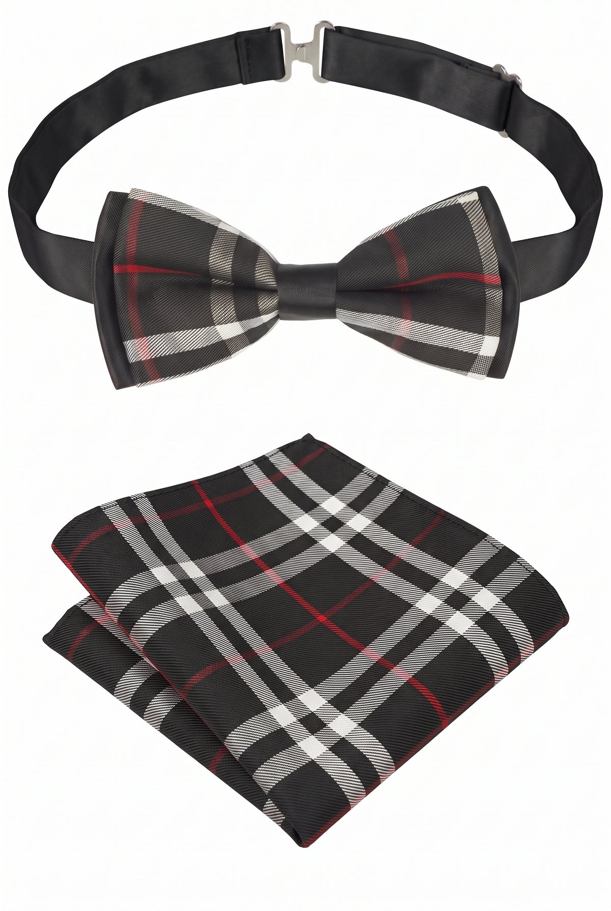 Set de pajarita con estilo Burberry para niños - negro y rojo