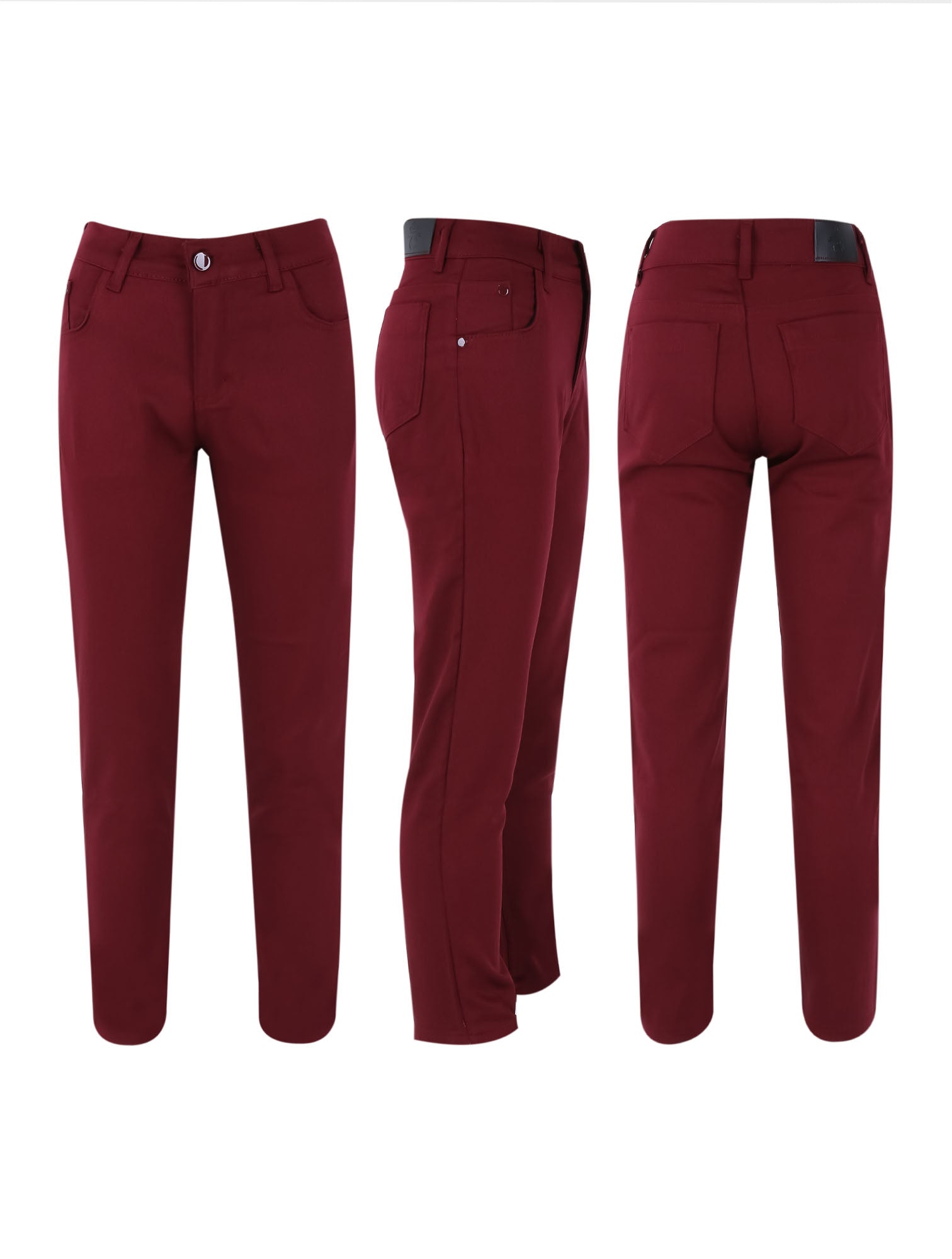 Jungen Casual Stretch Chinohose – Burgunderrot