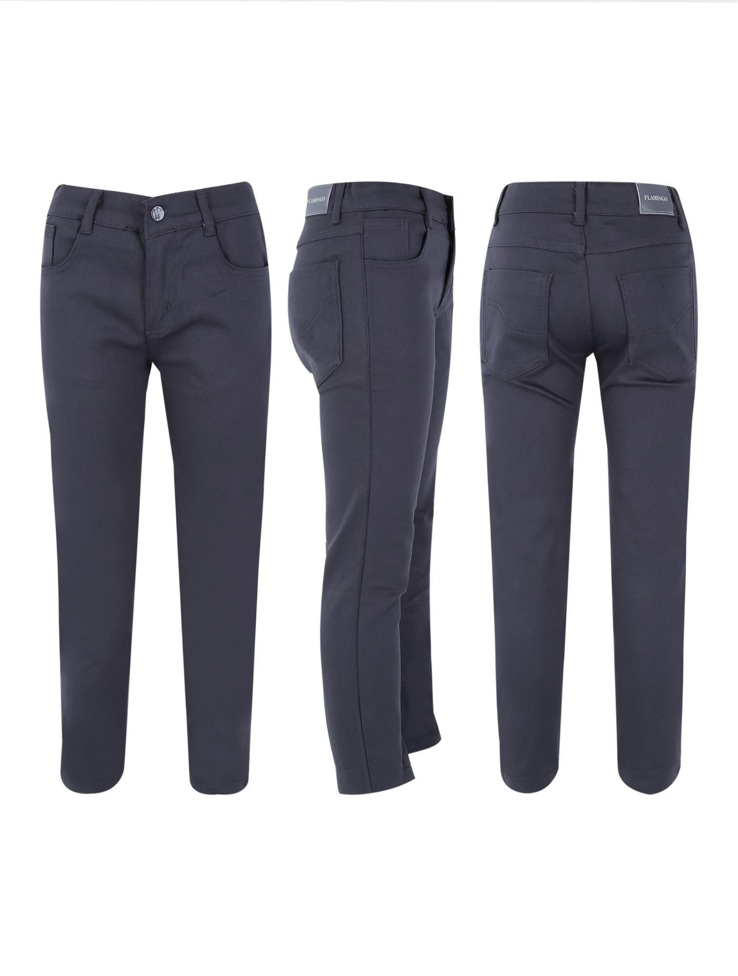 Pantalon chino décontracté stretch garçon – Gris anthracite
