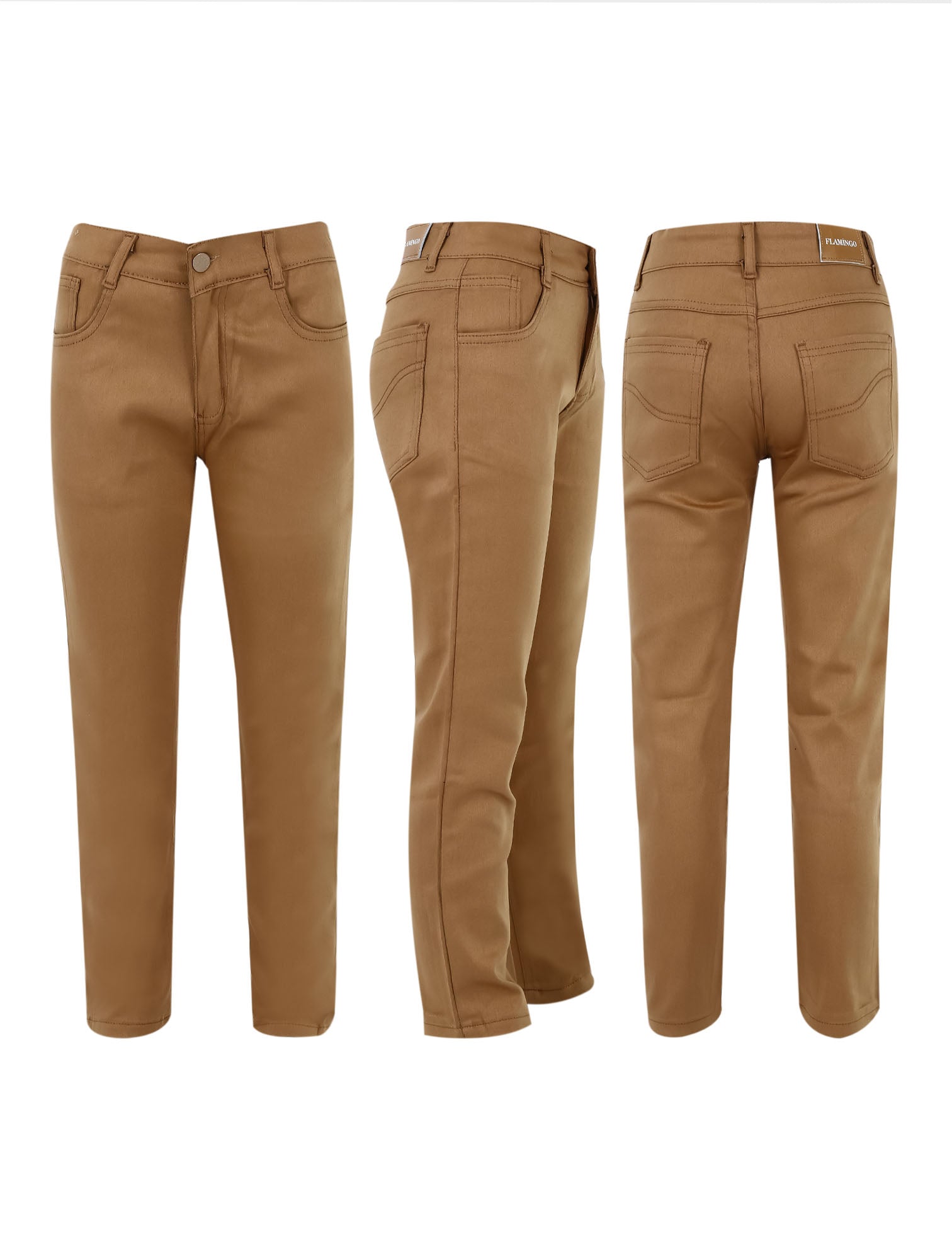 Pantalon chino décontracté stretch garçon – Marron kaki