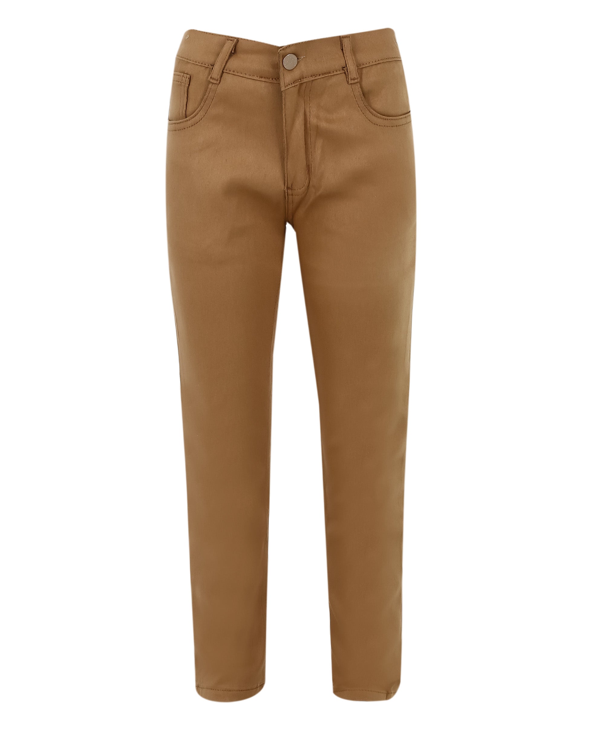 Pantalon chino décontracté stretch garçon – Marron kaki