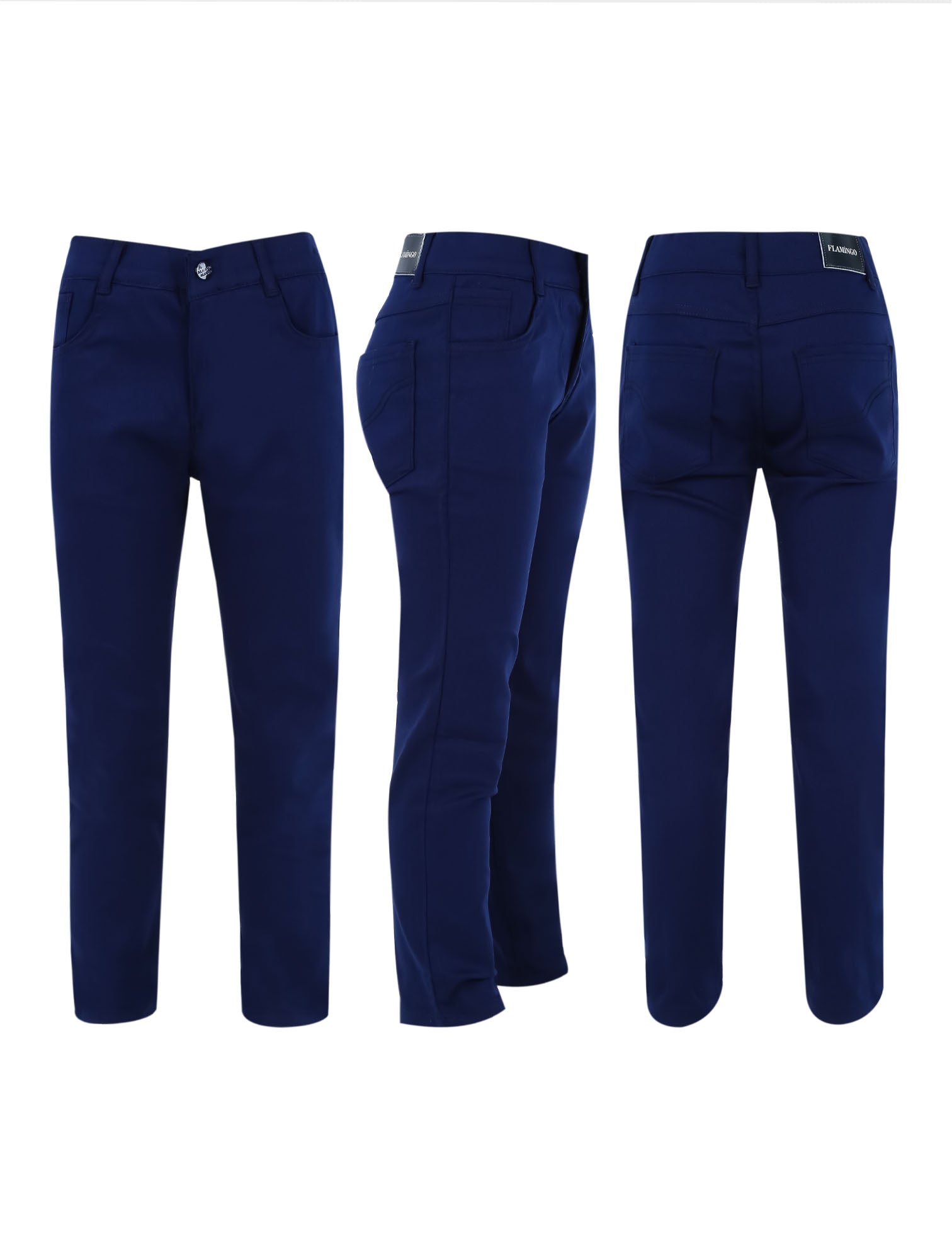 Pantalon chino décontracté stretch garçon – Bleu parlement