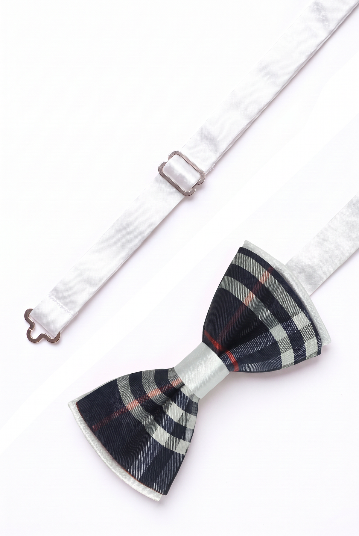 Jungen Karo Fliege Burberry Style mit Band - Navyblau - Weiß