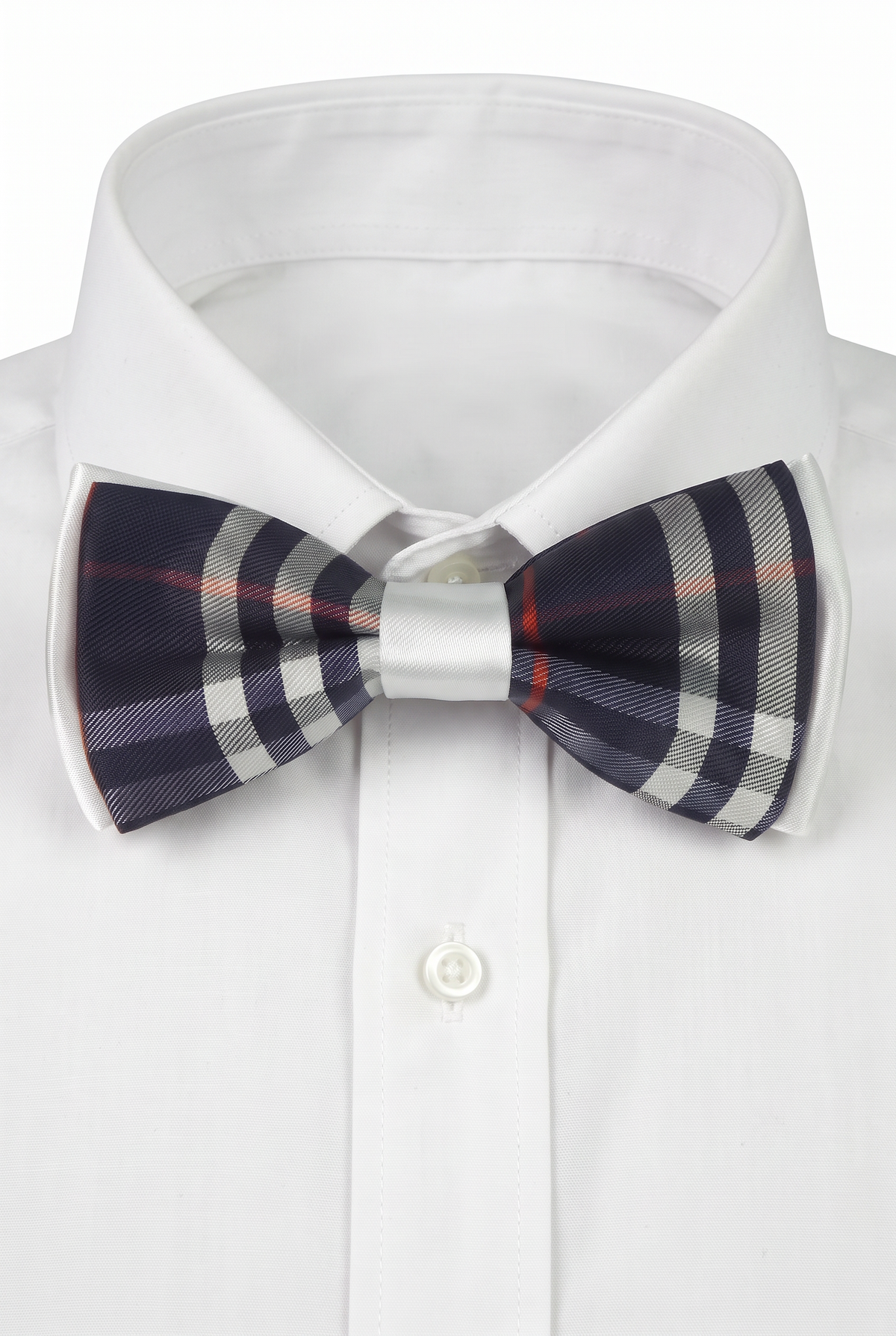 Jungen Karo Fliege Burberry Style mit Band - Navyblau - Weiß
