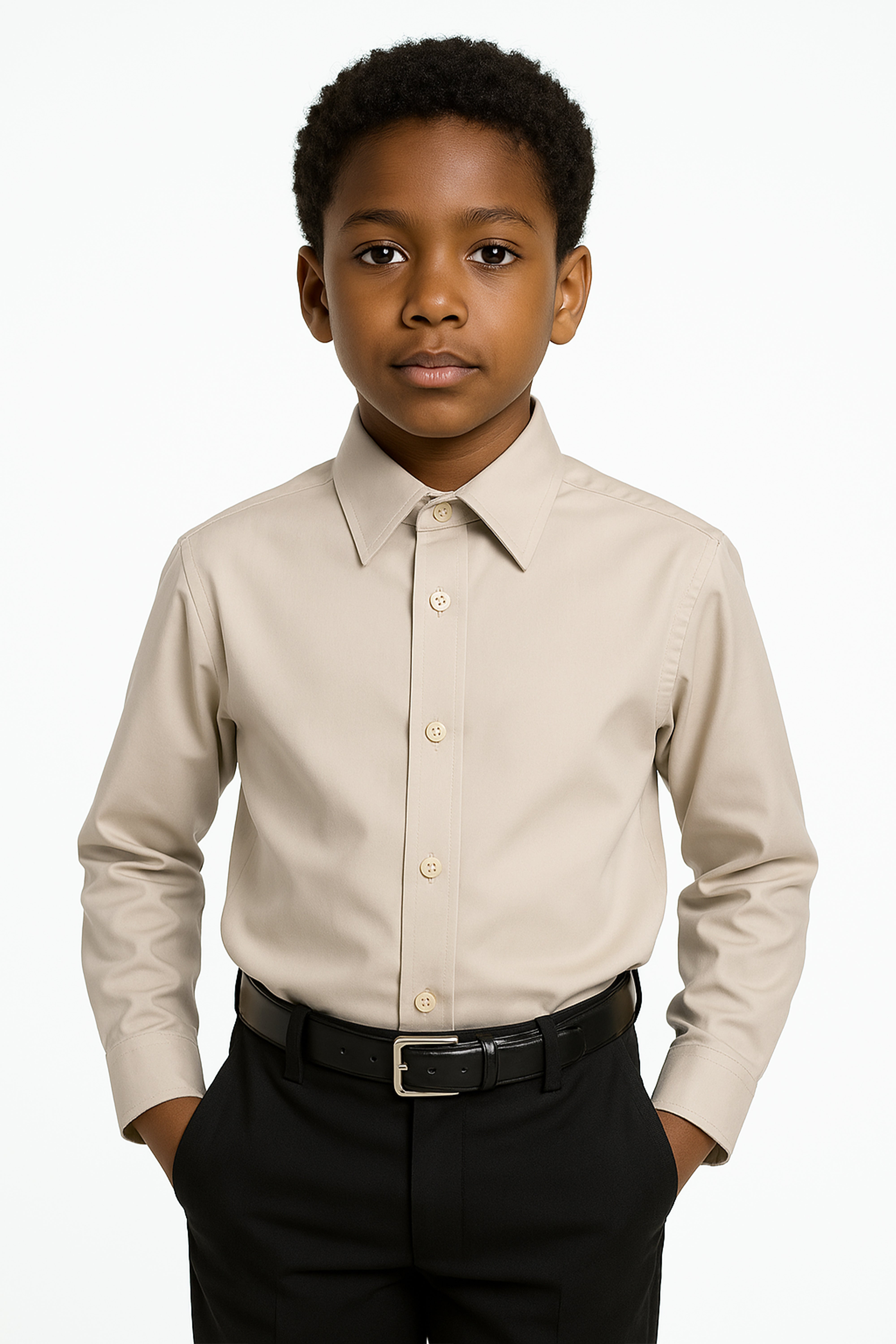 Chemise à col classique pour garçons - Harput - Beige