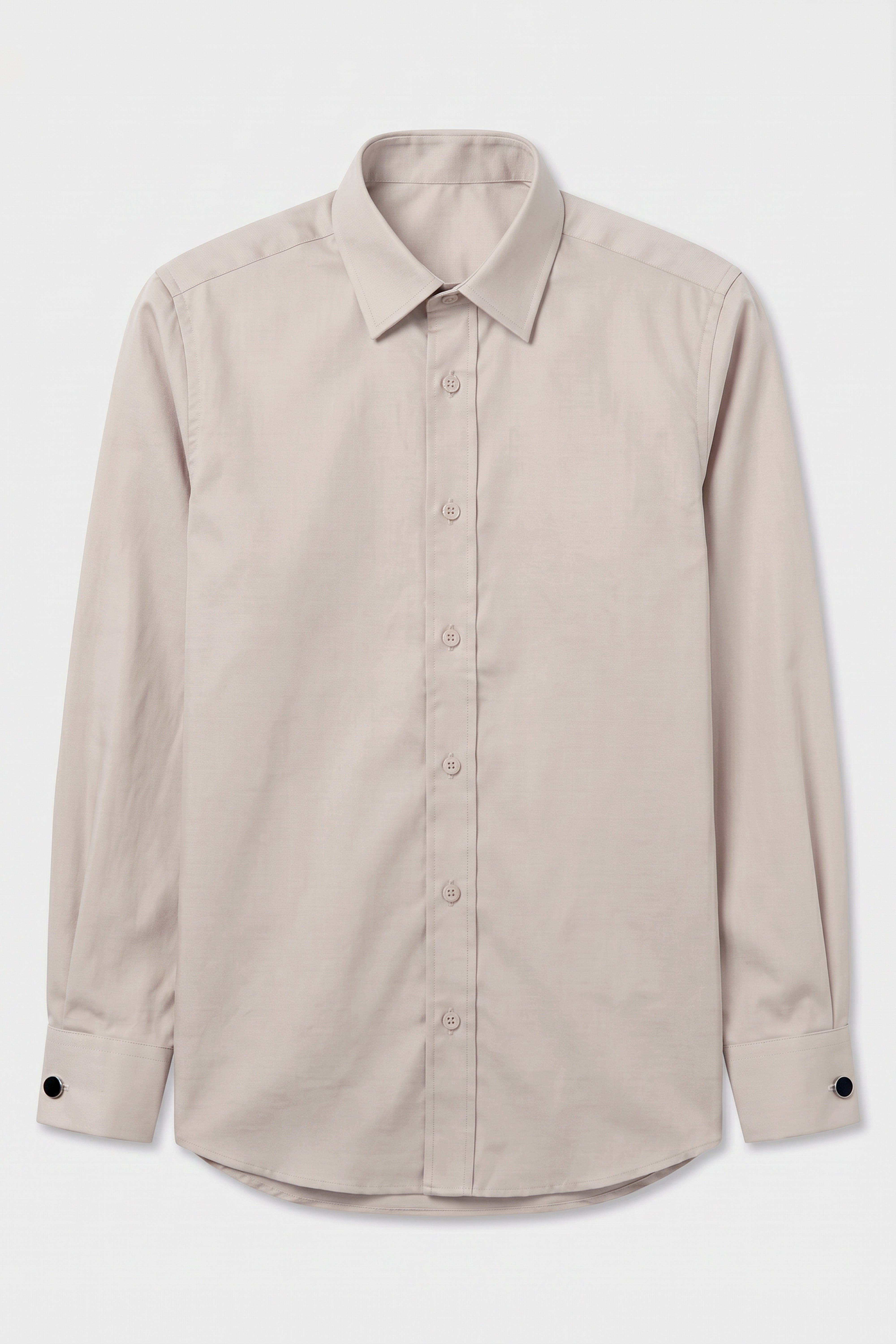 Boys Classic Collar Dress Shirt with Cufflinks - Beige Front Picture