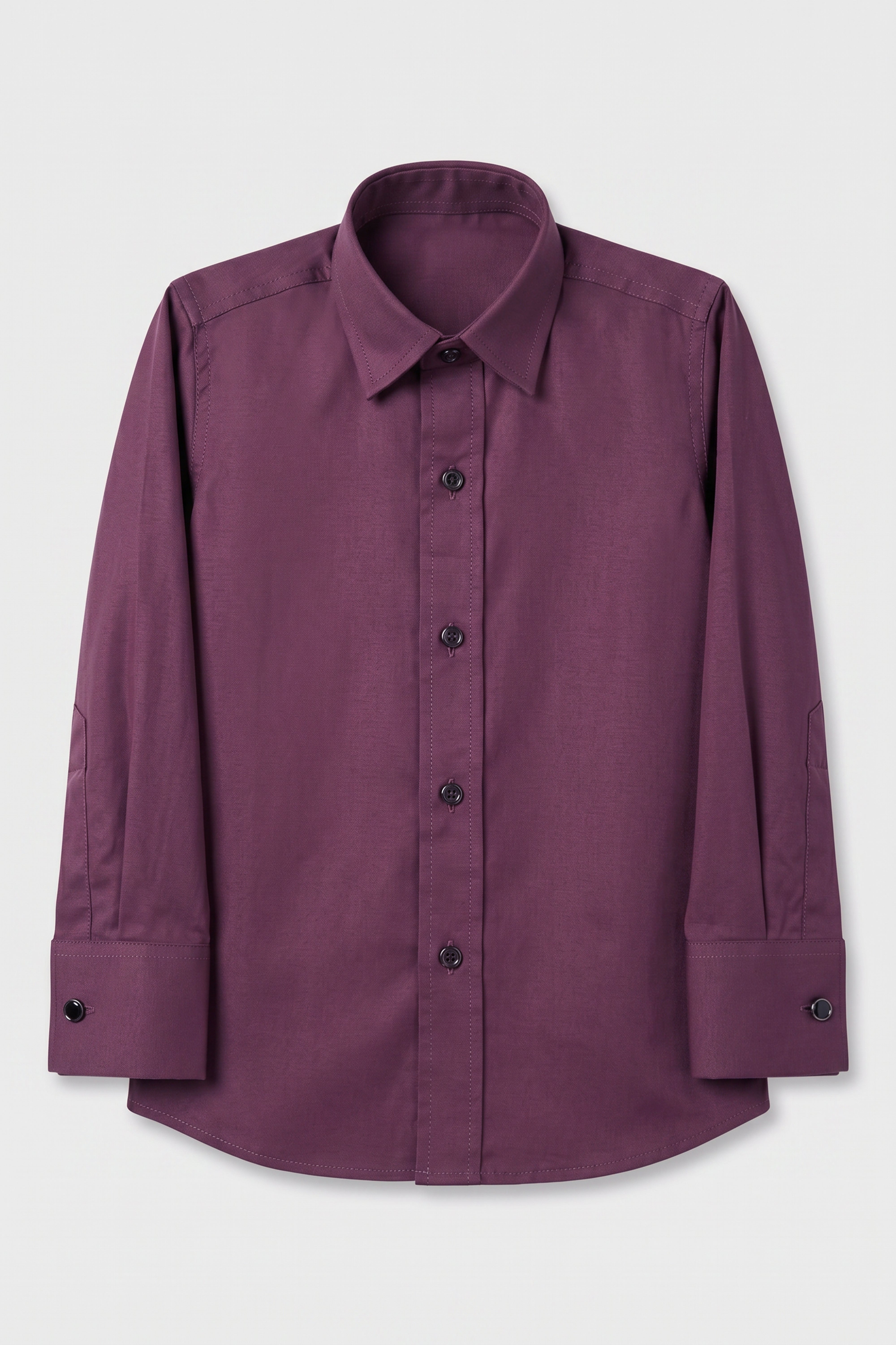 Boys Classic Collar Dress Shirt with Cufflinks - Burgundy Front Picture