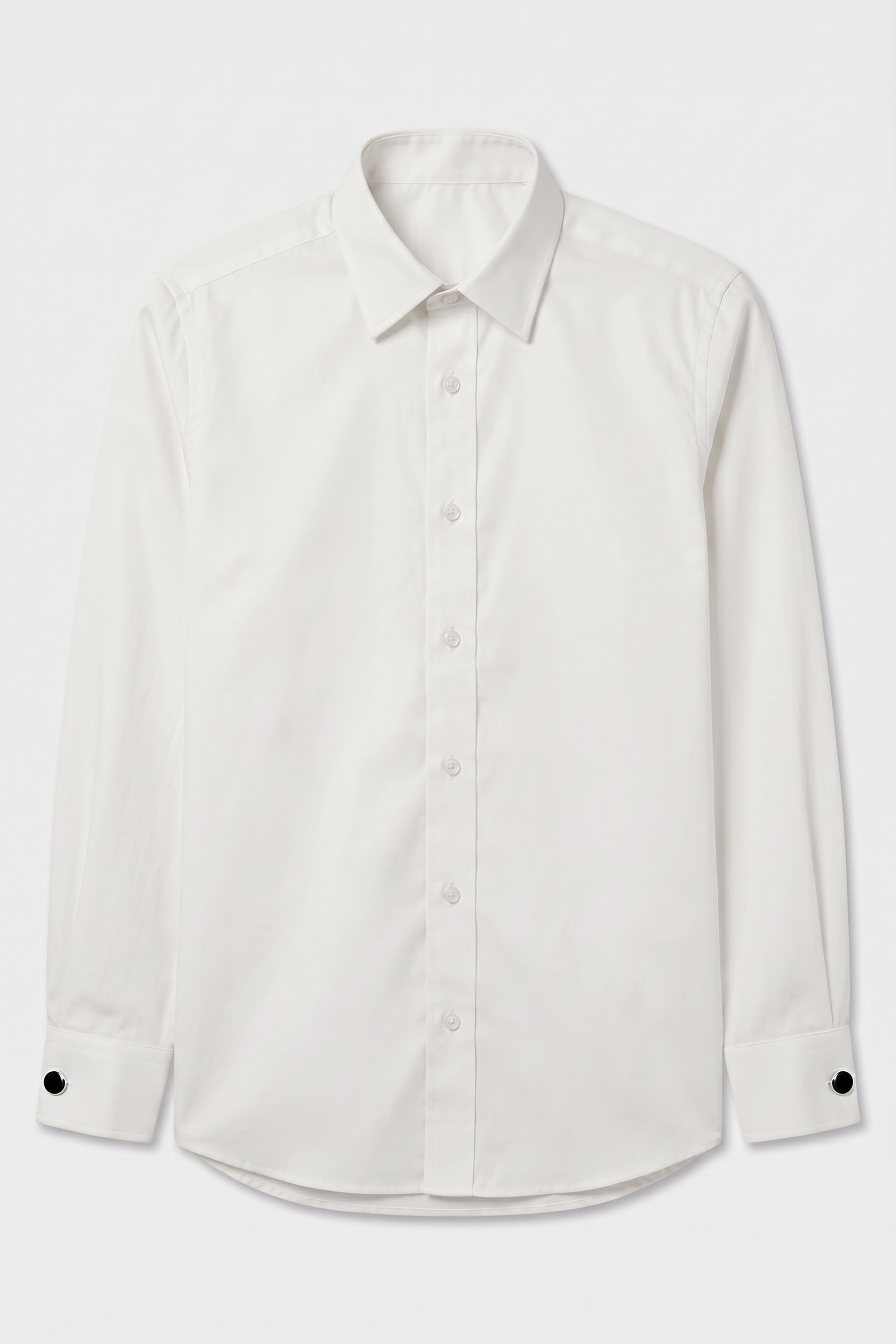 Boys Classic Collar Dress Shirt with Cufflinks - Ivory Front Picture
