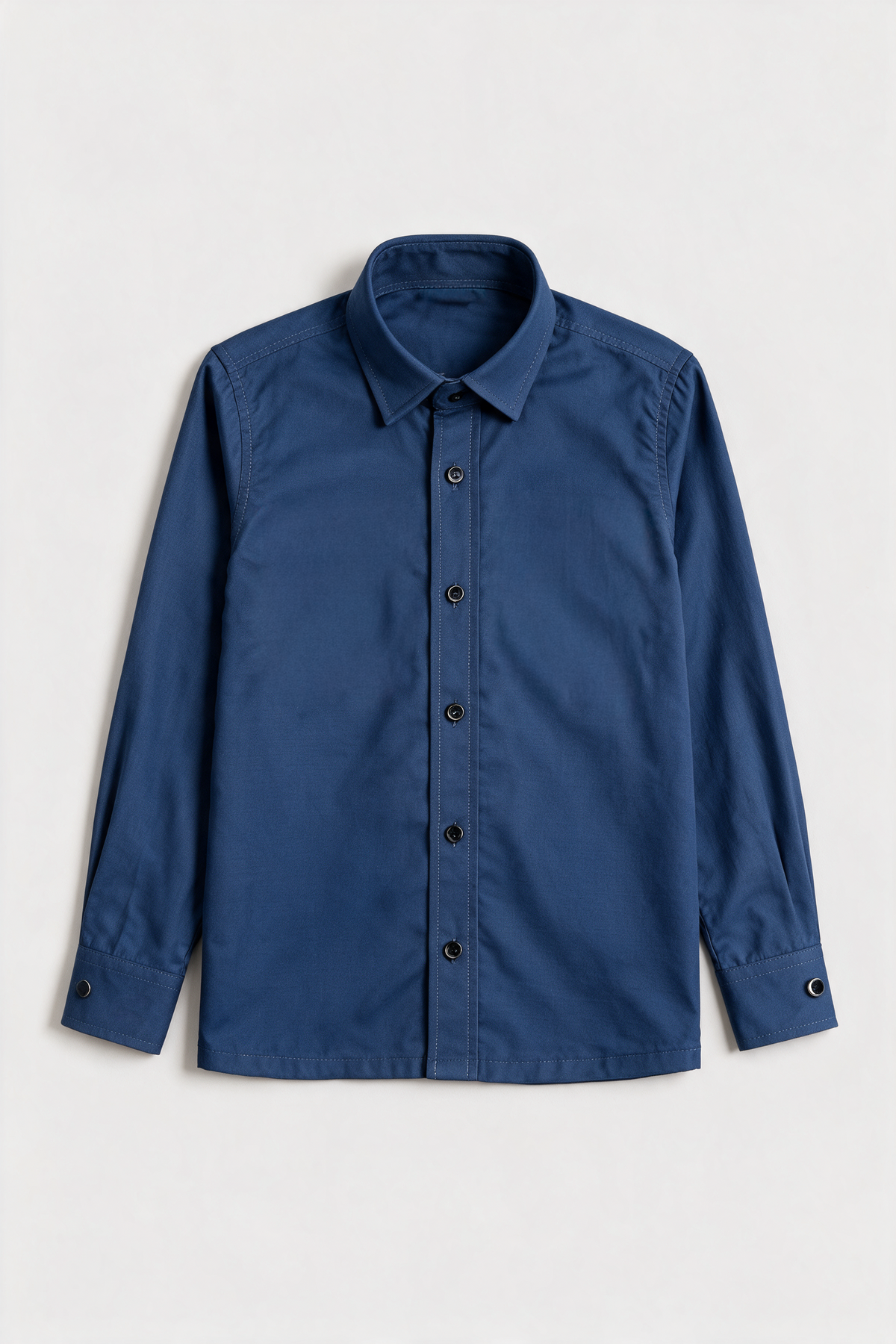 Jungen-Hemd mit klassischem Kragen und Manschettenknöpfen - Marineblau