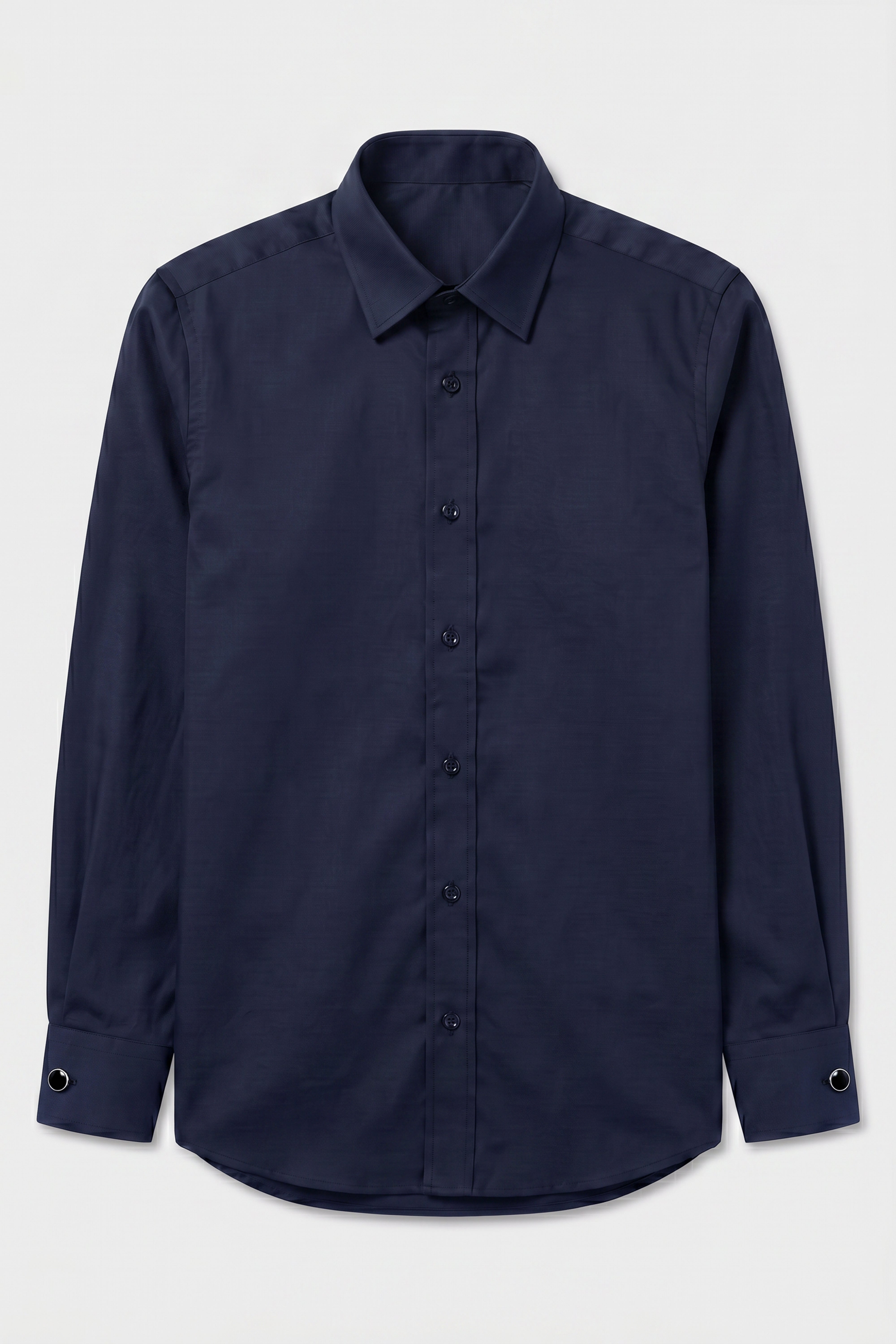 Boys Classic Collar Dress Shirt with Cufflinks - Navy Front Picture