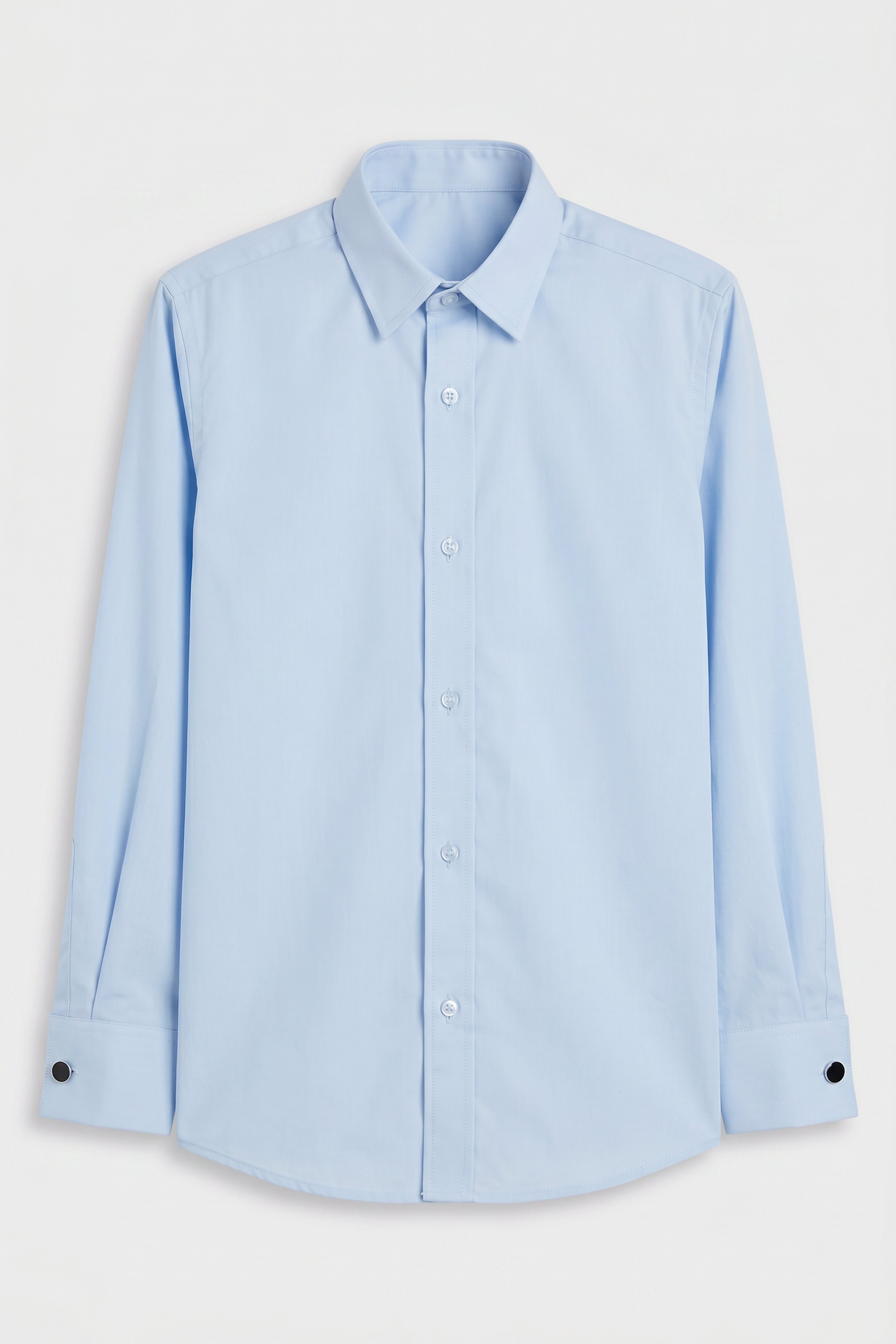Boys Classic Collar Dress Shirt with Cufflinks - Oxford Blue Front Picture