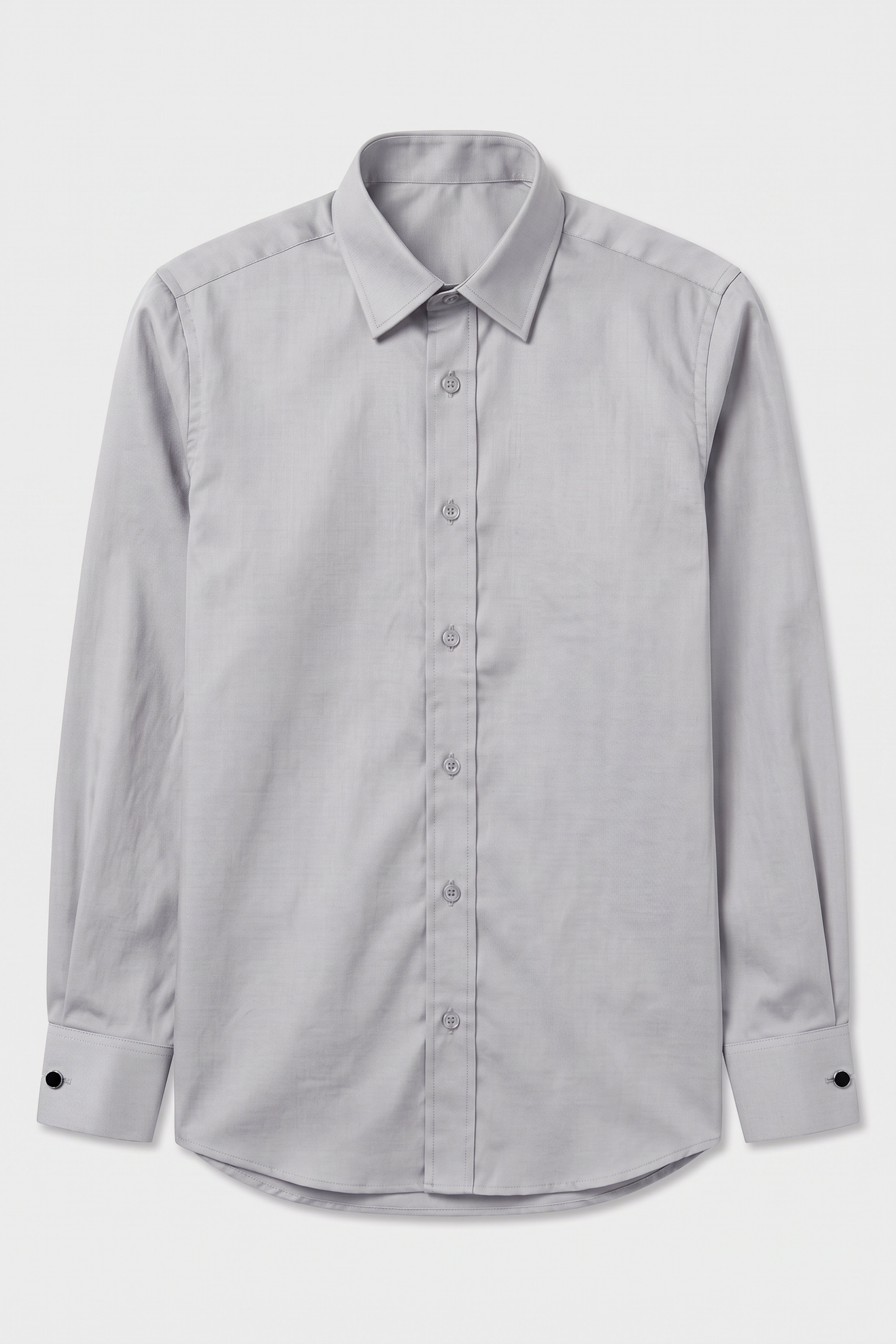 Boys Classic Collar Dress Shirt with Cufflinks - Stone Grey Front Picture