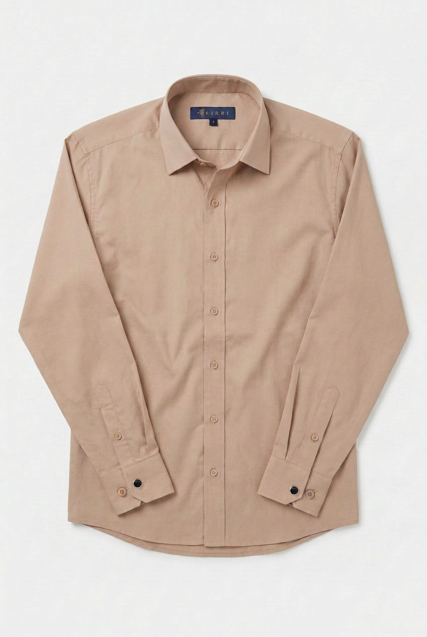Camisa de vestir clásica para niños con puños para gemelos - Beige Taupe