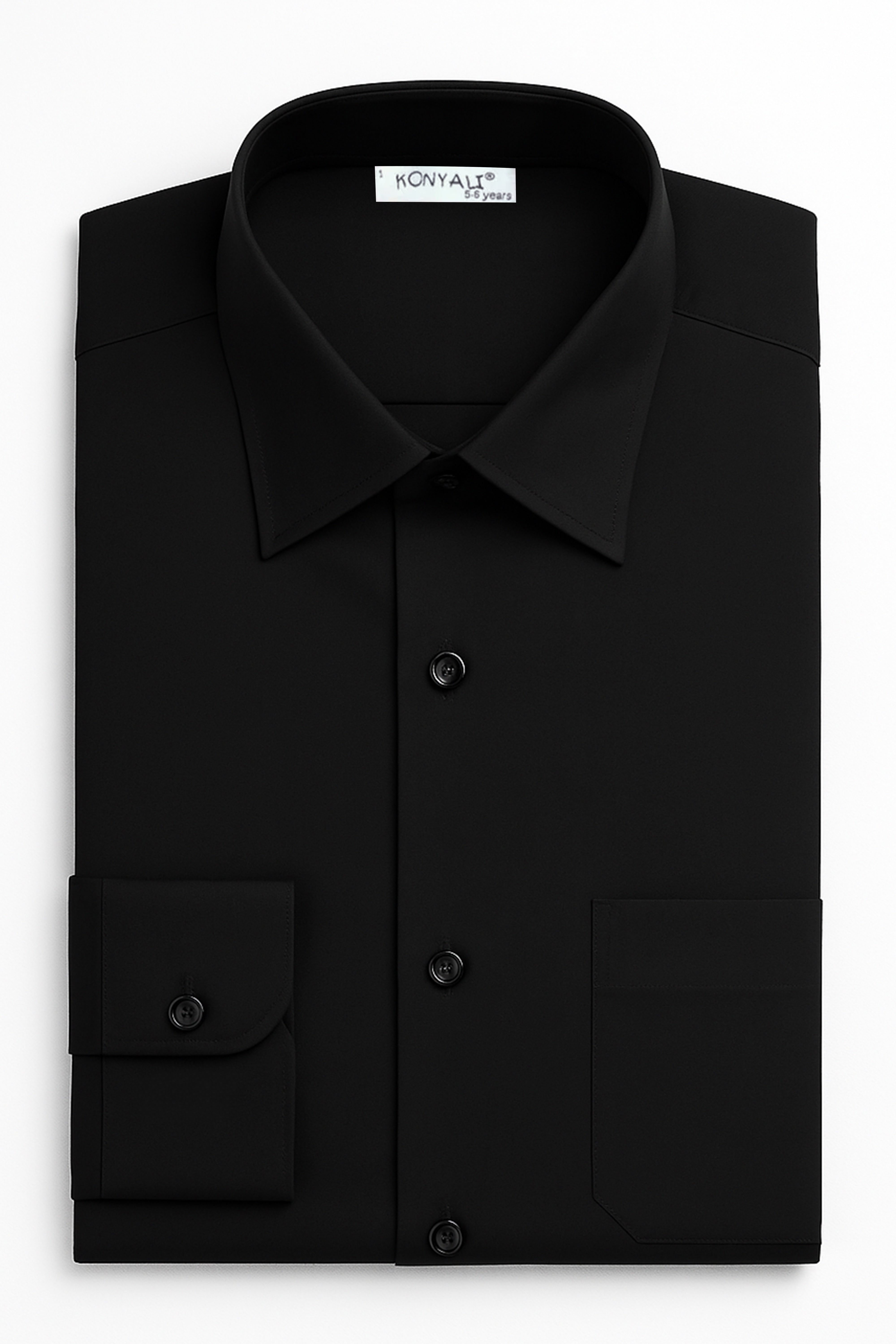 Boys Classic Collar Long Sleeve Shirt - Black