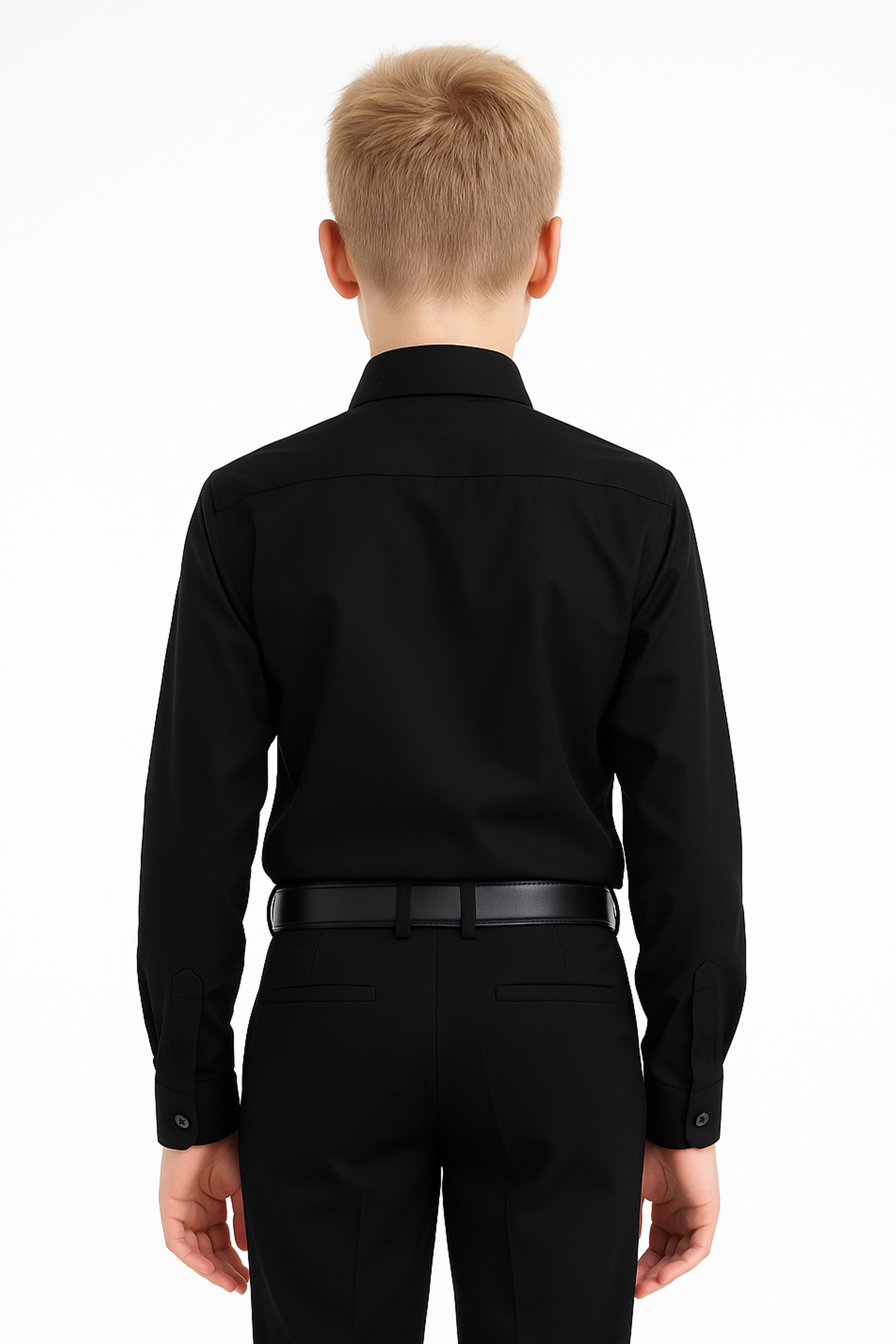 Boys Classic Collar Long Sleeve Shirt - Black Back Picture
