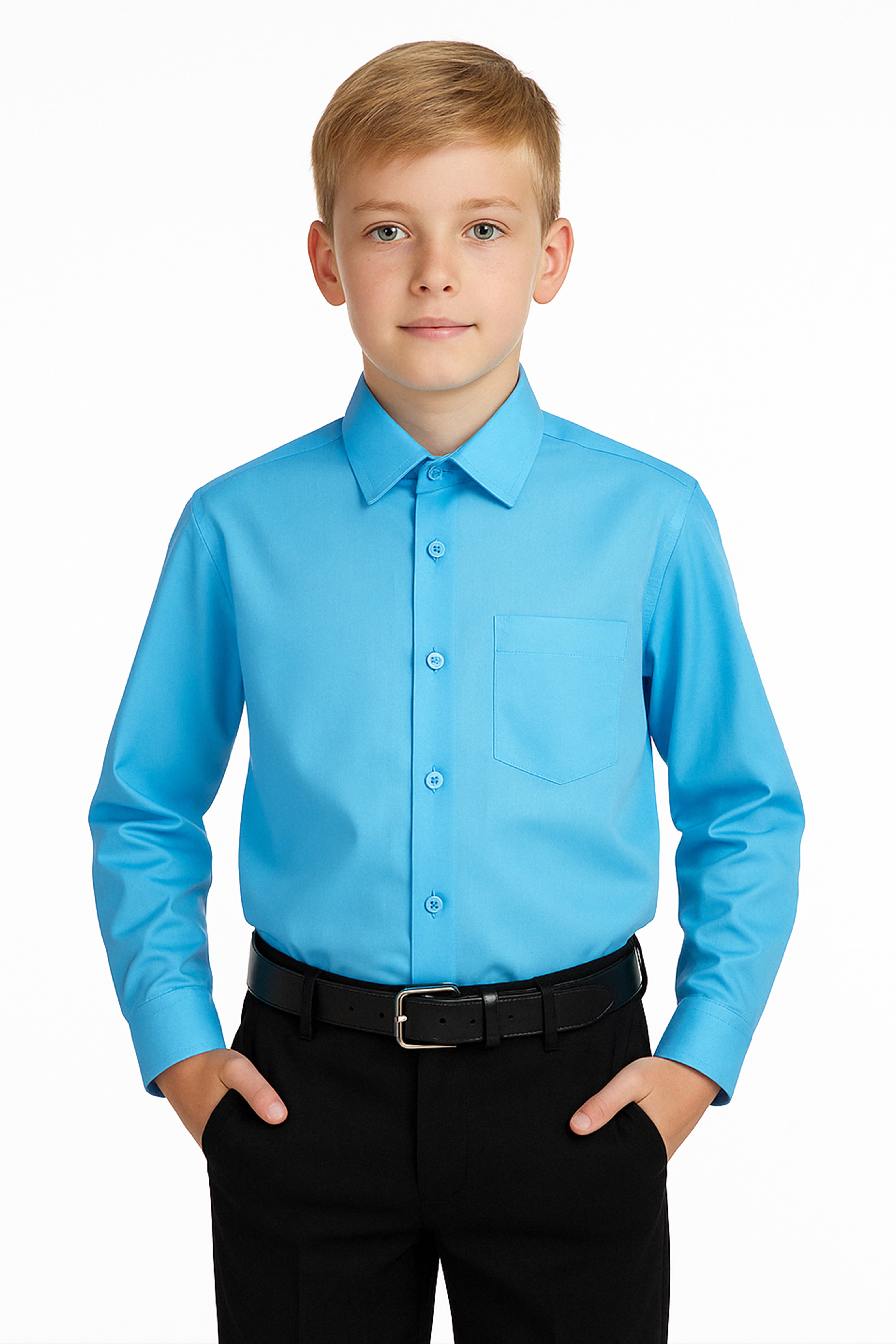 Chemise Formelle en Coton pour Garçons - Bleu Turquoise