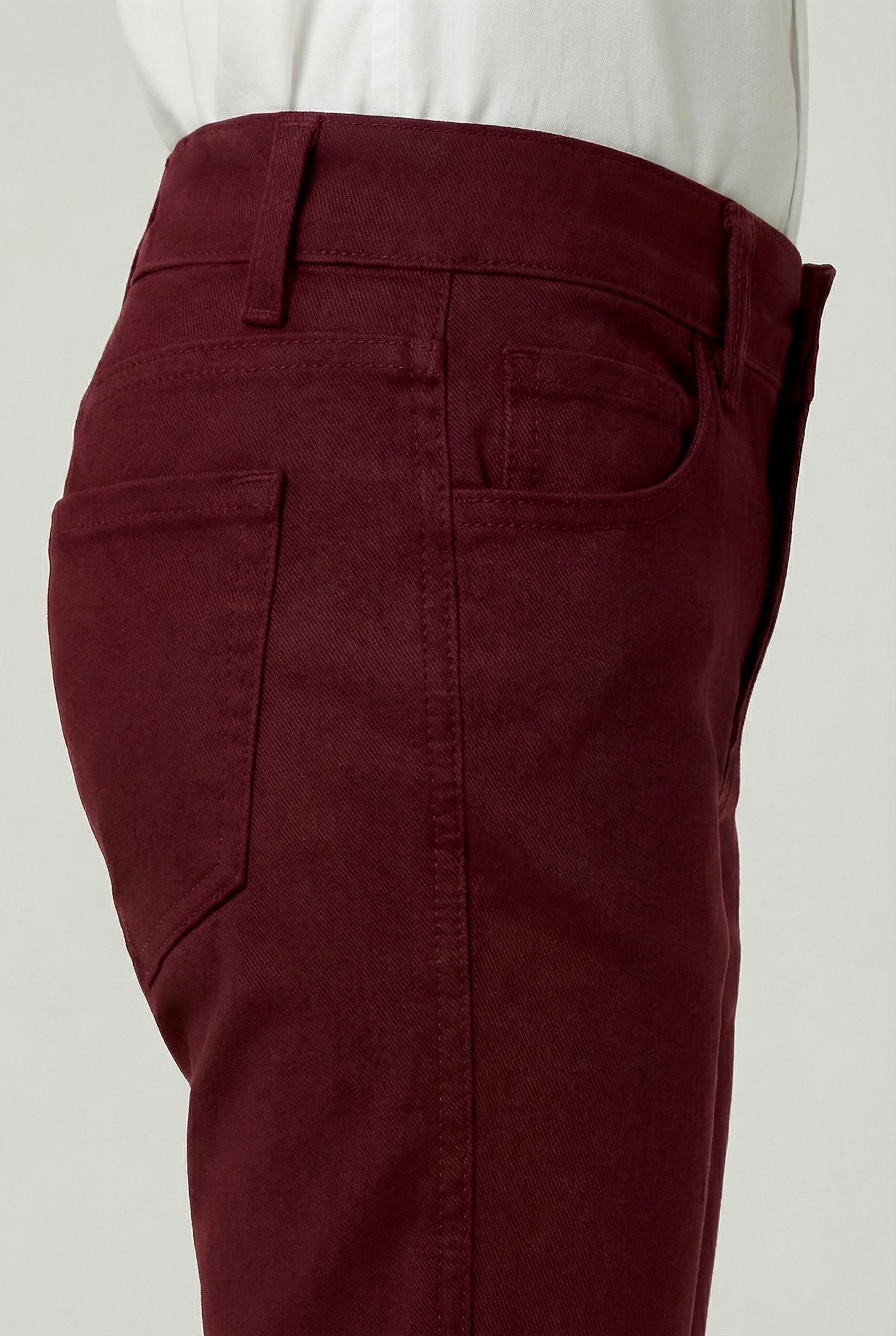 Boys Cotton Casual Stretch Chino Trousers – Burgundy Side Picture