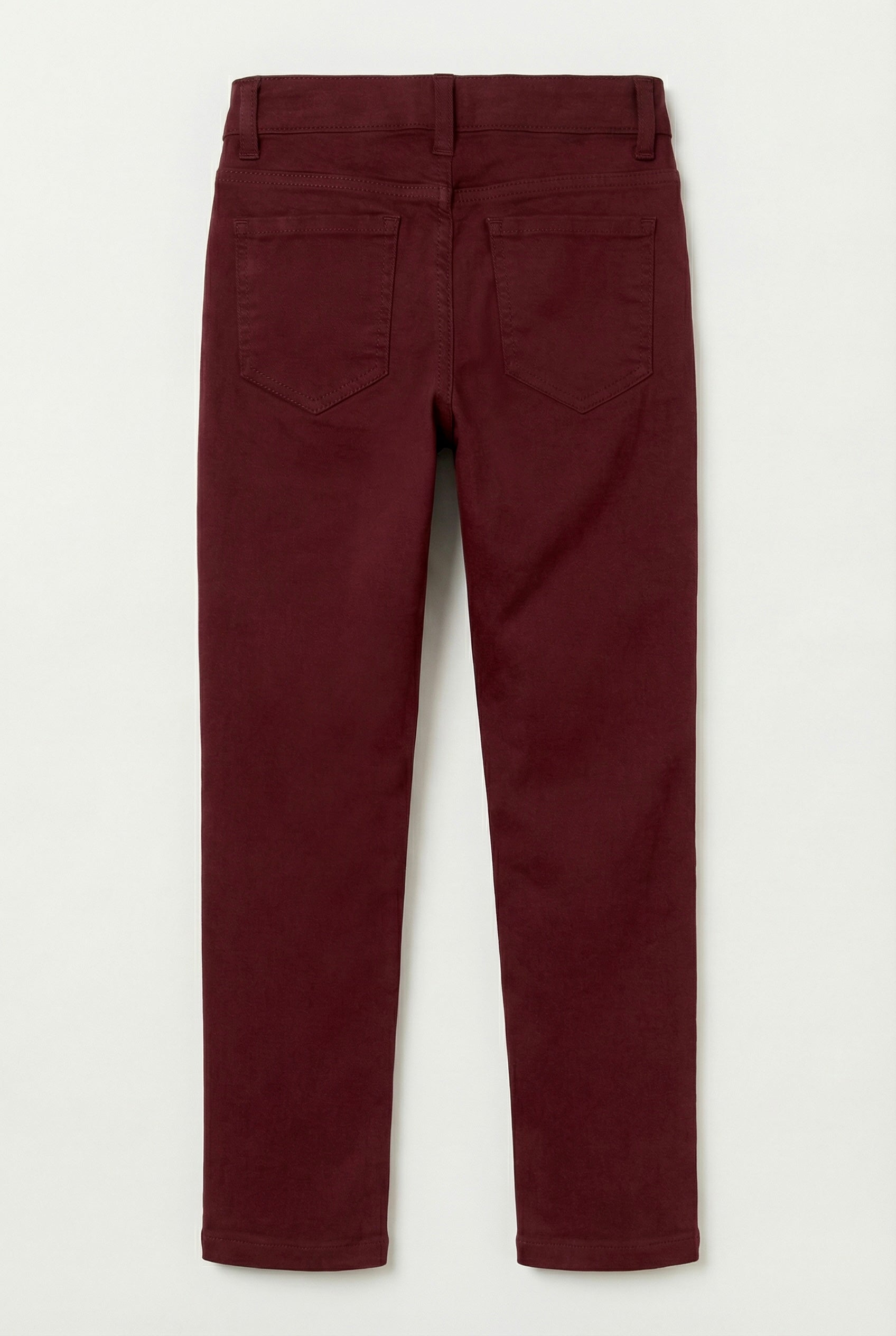 Boys Cotton Casual Stretch Chino Trousers – Burgundy Back Picture