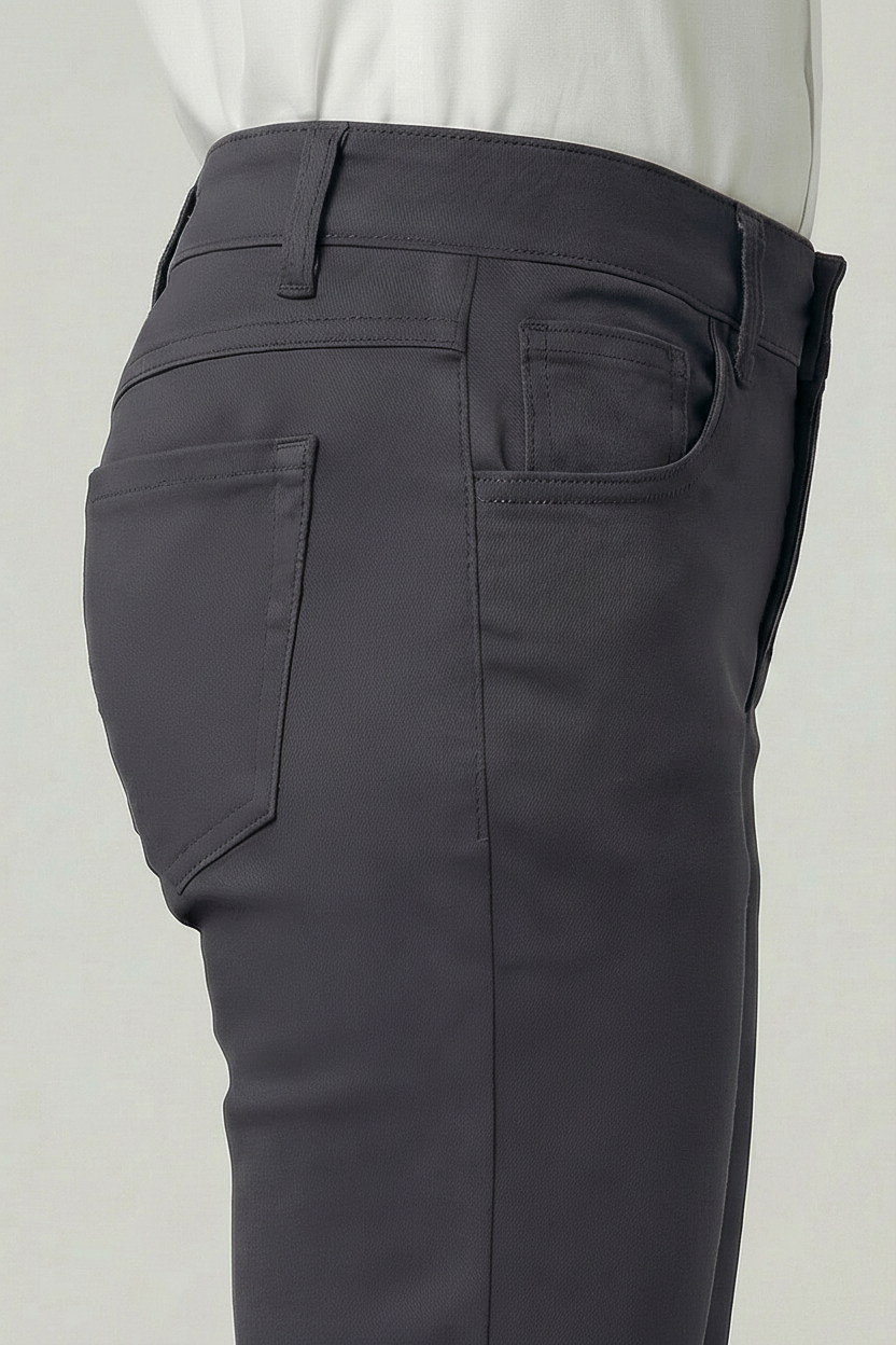 Boys Cotton Casual Stretch Chino Trousers – Charcoal Grey Model Side Picture